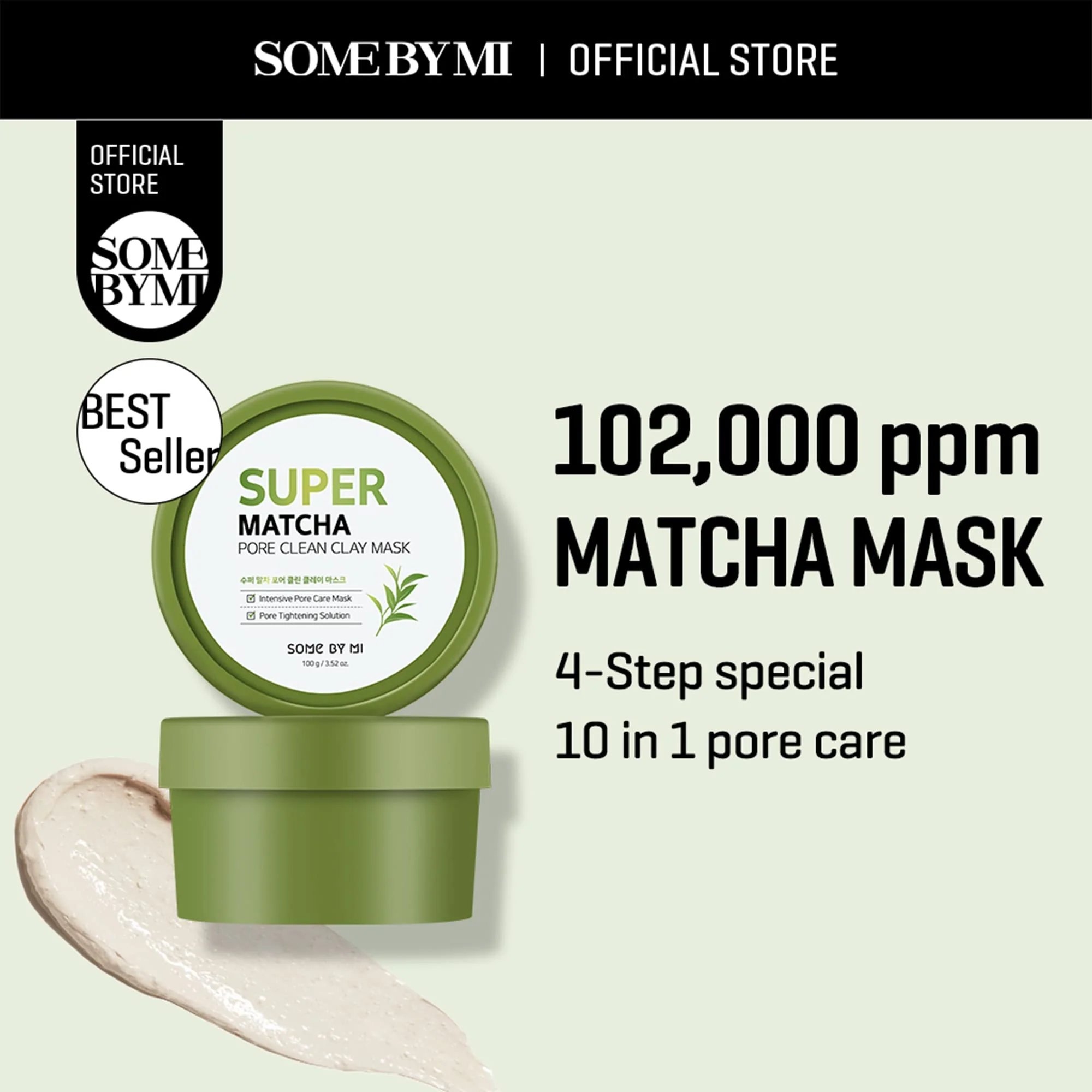 SOME BY MI Super Matcha Pore Clean Clay Mask - 3.52Oz, 100g - Made from Match Water for Sensitive Skin - Skin Moisturizing Effect with Sebum and Pore Care - Korean Skin Care - Image 7