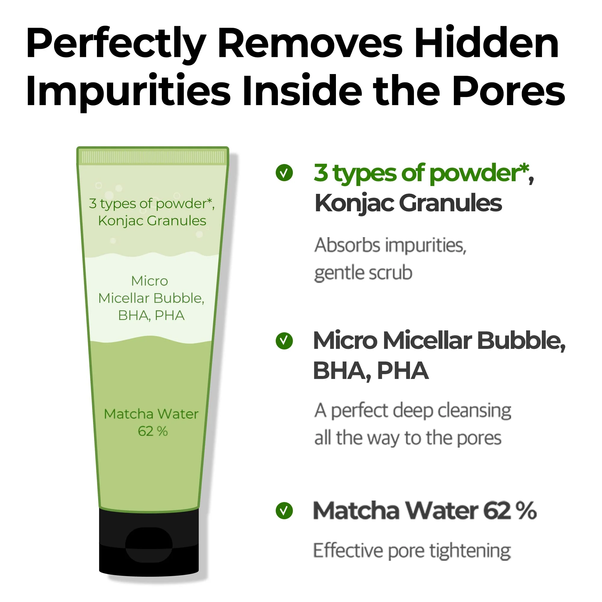 SOME BY MI Super Matcha Pore Clean Cleansing Gel - 3.38Oz, 100ml - Made from Matcha Extracts for Sensitive Skin - Mild Daily Face Wash for Pore Tightening, Sebum and Blackheads Care - Korean Skin Care - Image 5