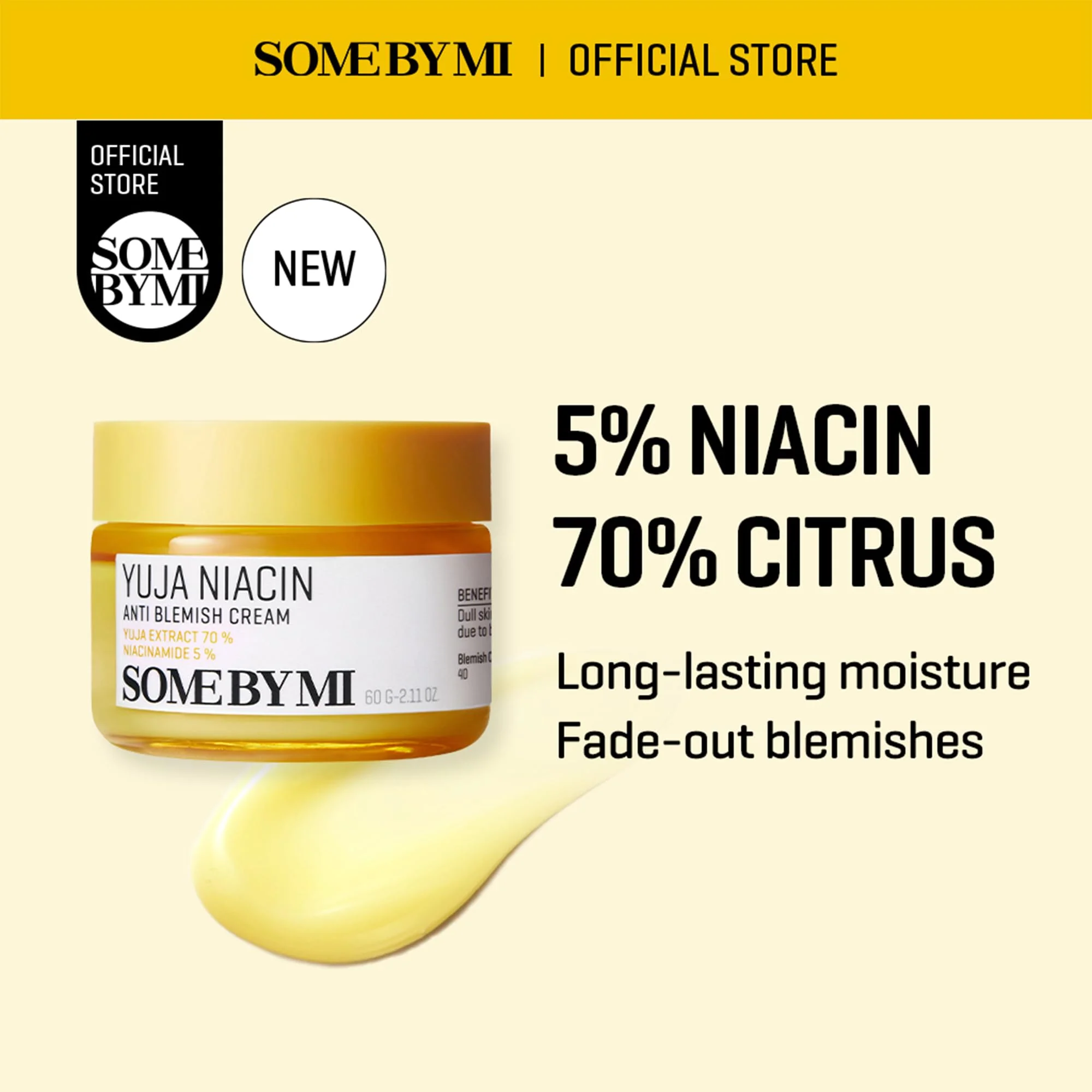 SOME BY MI Yuja Niacin Anti Blemish Cream – 2.02oz, 60ml – Korean 5% Niacinamide Face Moisturizer to Brighten Dull-Looking Skin – Dark Spot Remover with Alpha-Bisabolol for Face – Korean Skin Care - Image 8