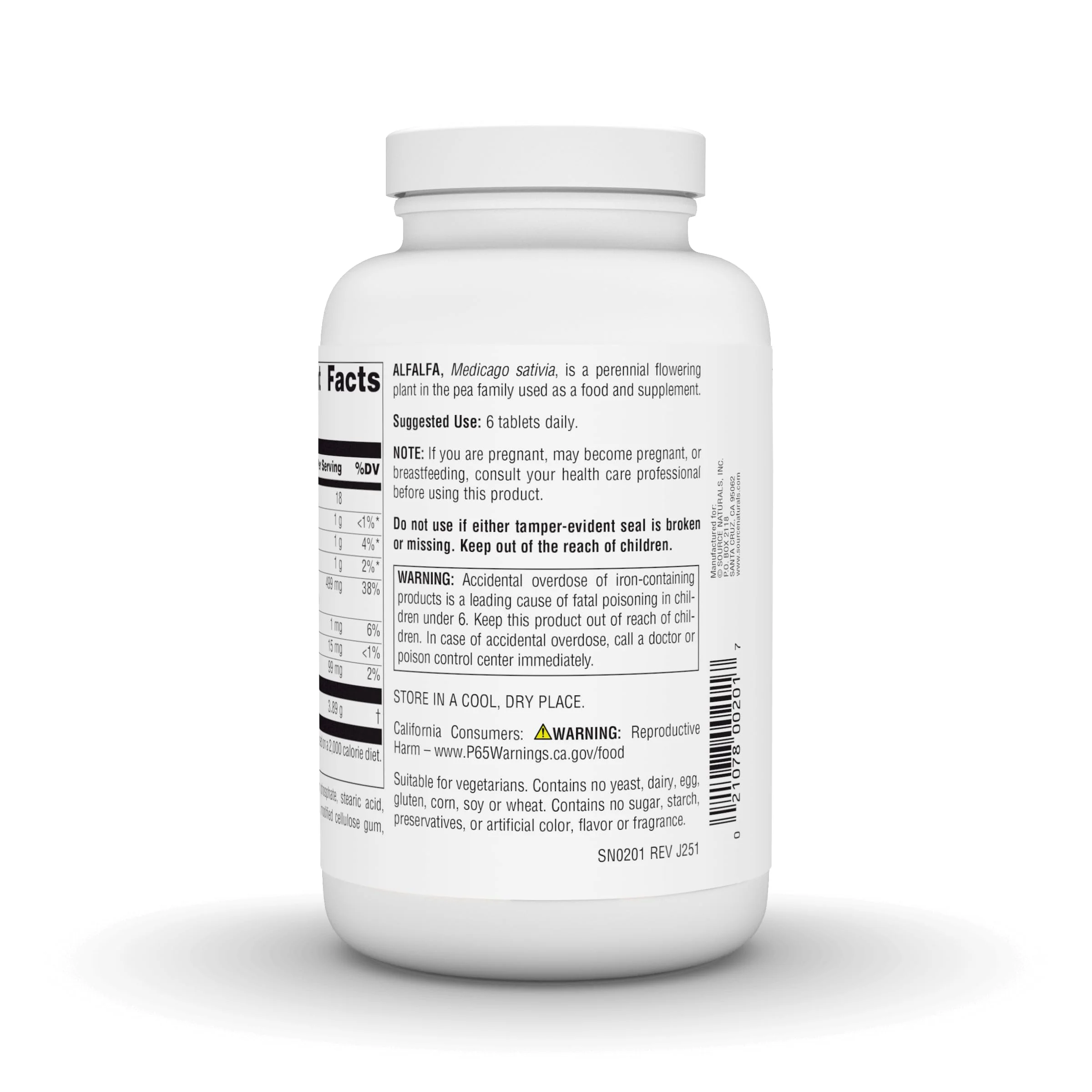 Source Naturals Alfalfa, Contains Organic Alfalfa, 648 mg - 250 Tablets - Image 4