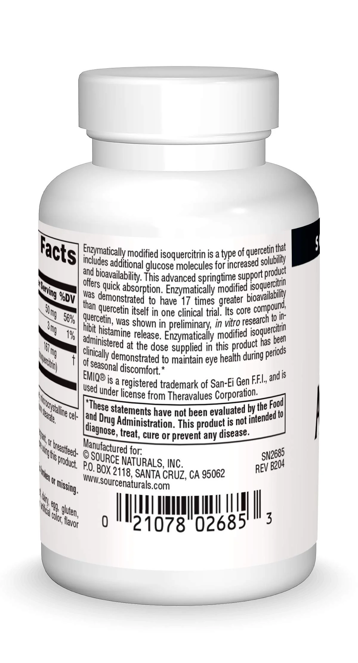Source Naturals AllerStrength Fast-Acting Seasonal Immune Support - Highly Bioavailable Quercetin* - 30 Tablets - Image 2