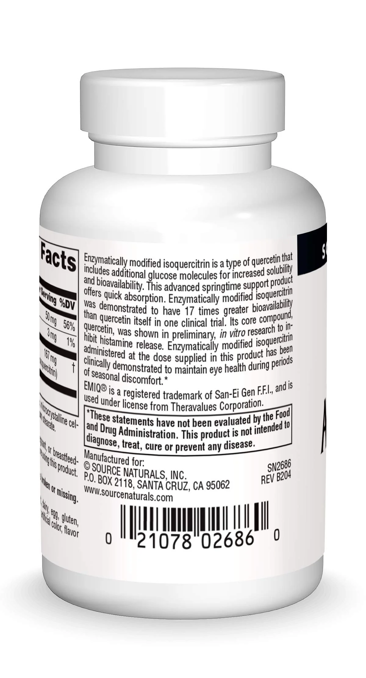 Source Naturals AllerStrength Fast-Acting Seasonal Immune Support - Highly Bioavailable Quercetin* - 60 Tablets - Image 5