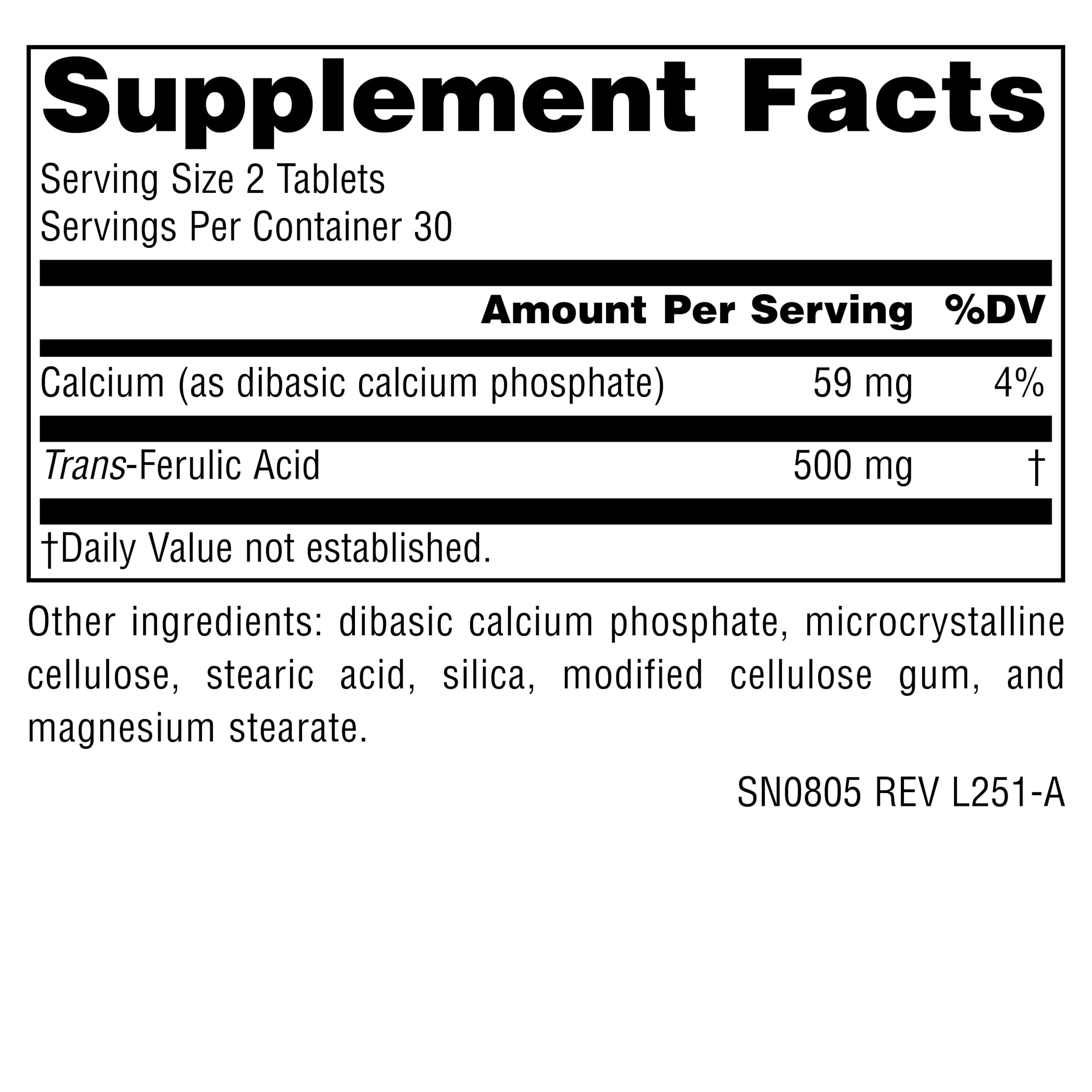 Source Naturals Athletic Series, Trans-Ferulic Acid, Antioxidant Support* - 250mg -60 Tablets - Image 5