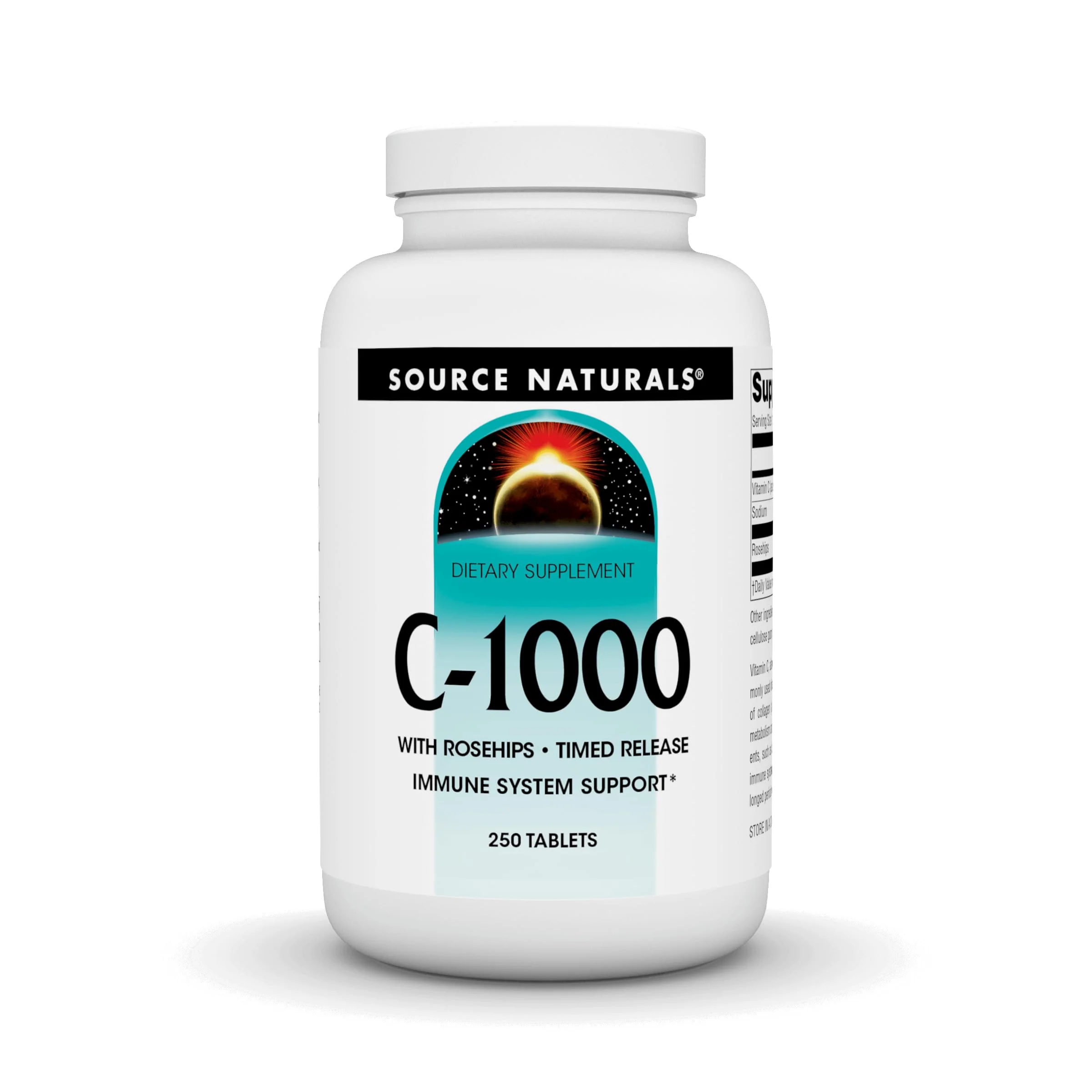 Source Naturals C-1000, with Rose Hips 1000 mg for Immune System Support - 250 Time Release Tablets