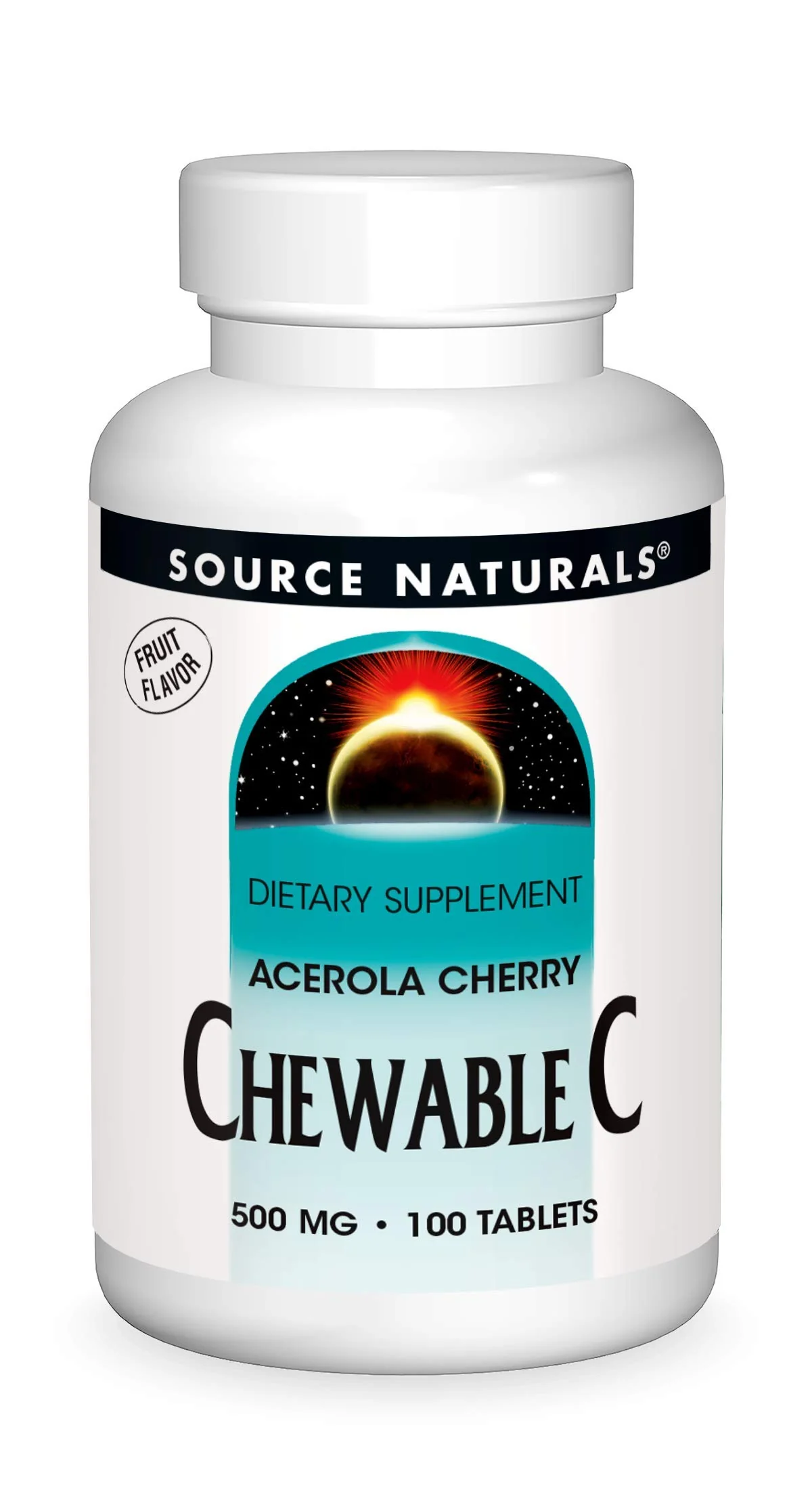 Source Naturals Chewable C, Acerola Cherry 500 mg for Immune System Support - 100 Fruit Flavored Tablets