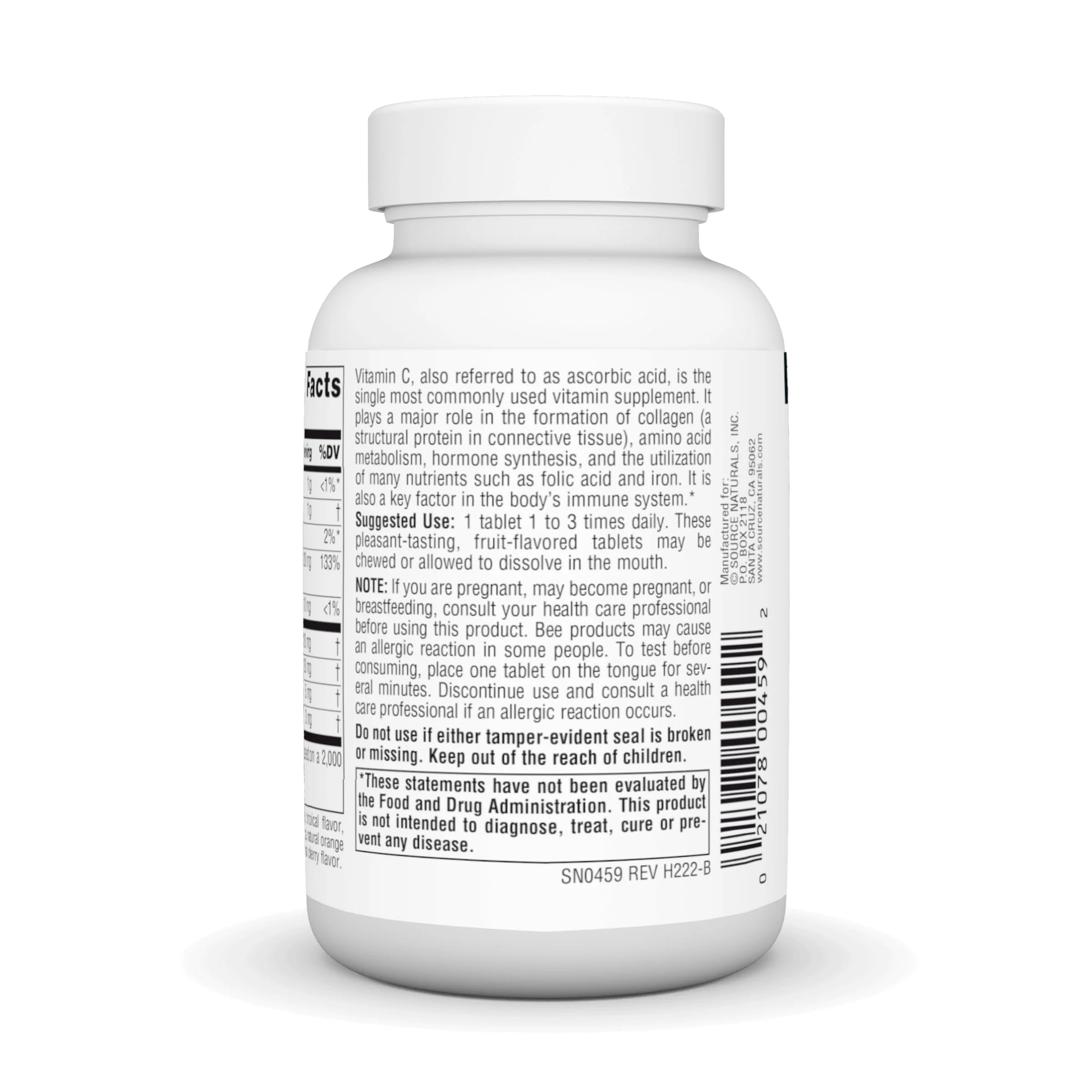 Source Naturals Chewable C, Acerola Cherry, Antioxidant Immune Support* - 120mg - 100 Fruit Flavored Tablets - Image 4