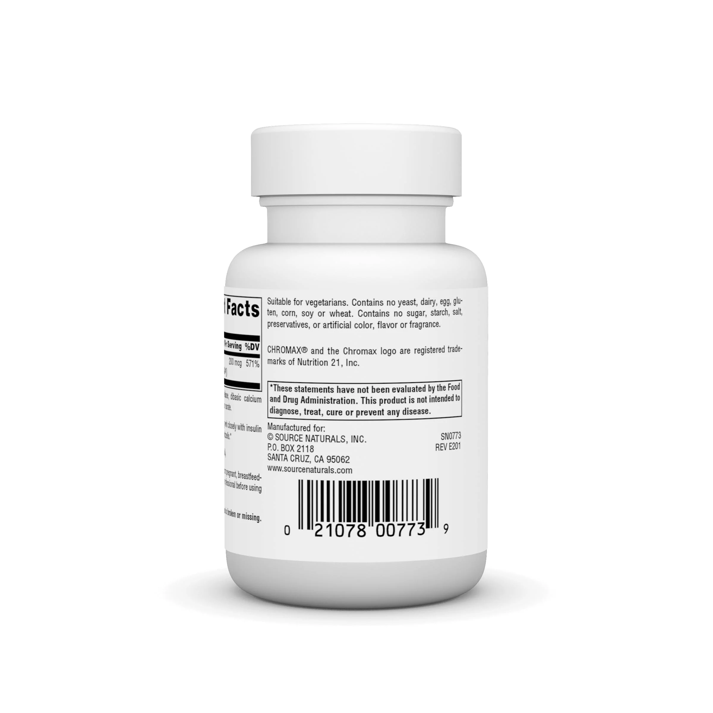 Source Naturals Chromium Picolinate, Yeast Free Chromium, 200 mcg - 60 Tablets - Image 4