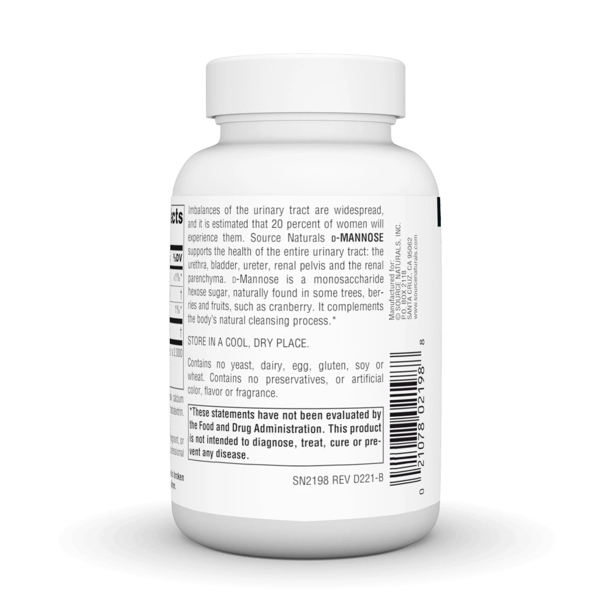 Source Naturals D-Mannose, Potent Urinary Tract & Bladder Health Support*, 500mg - 60 Capsules - Image 3