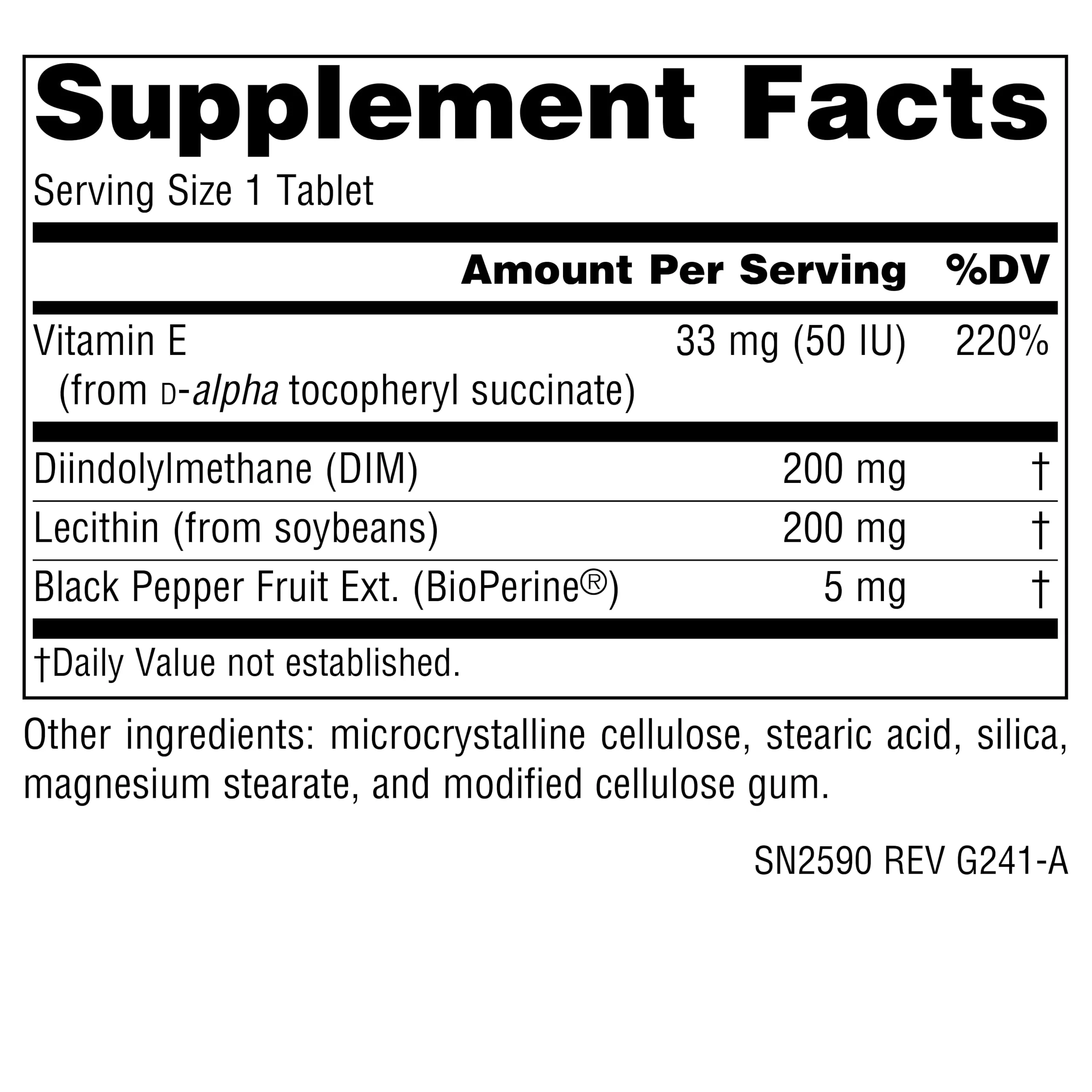 Source Naturals DIM, Diindolylmethane 200mg with BioPerine, Vitamin E & More - 120 Tablets - Image 2