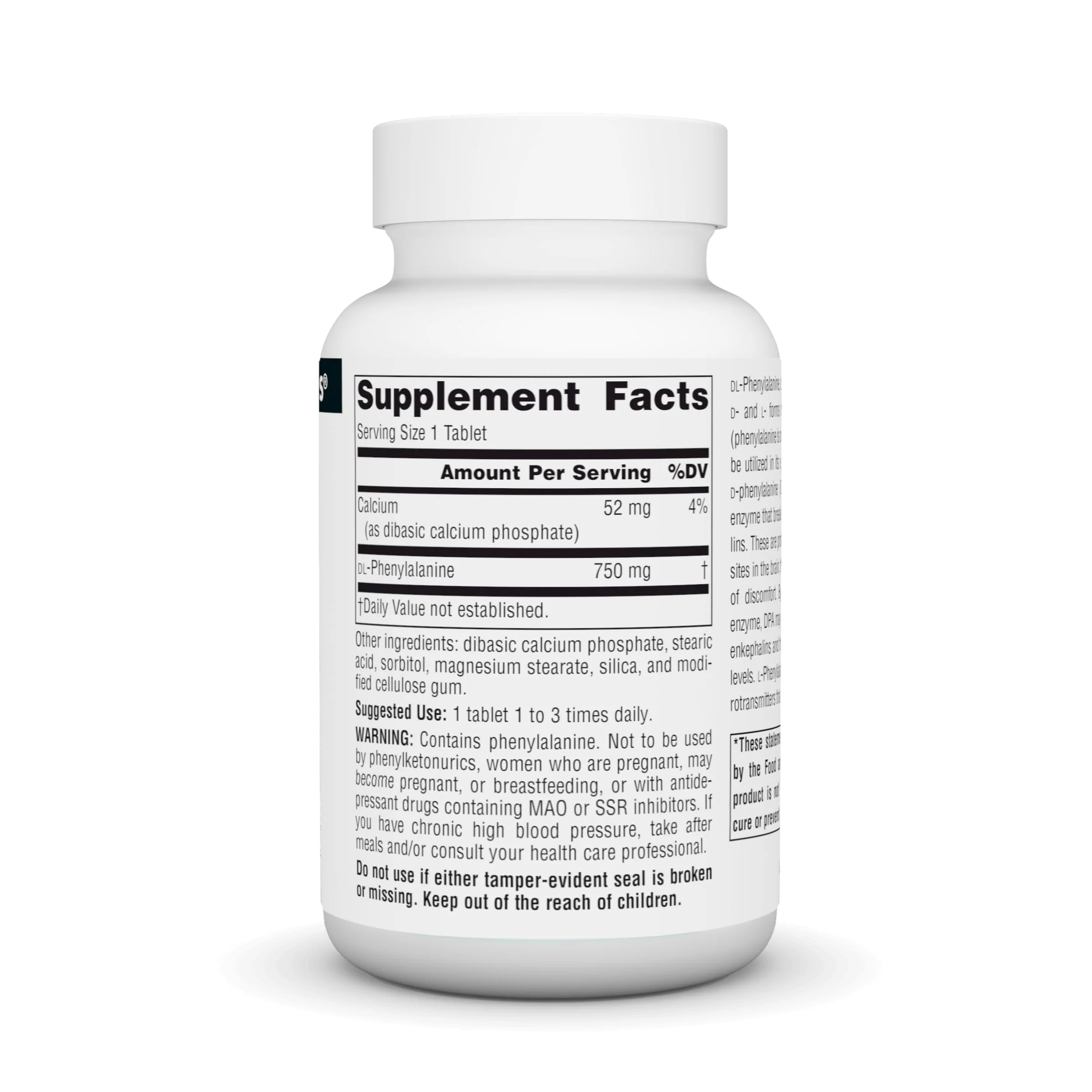 Source Naturals DLPA DL-Phenylalanine* - 750 mg - 60 Tablets - Image 6
