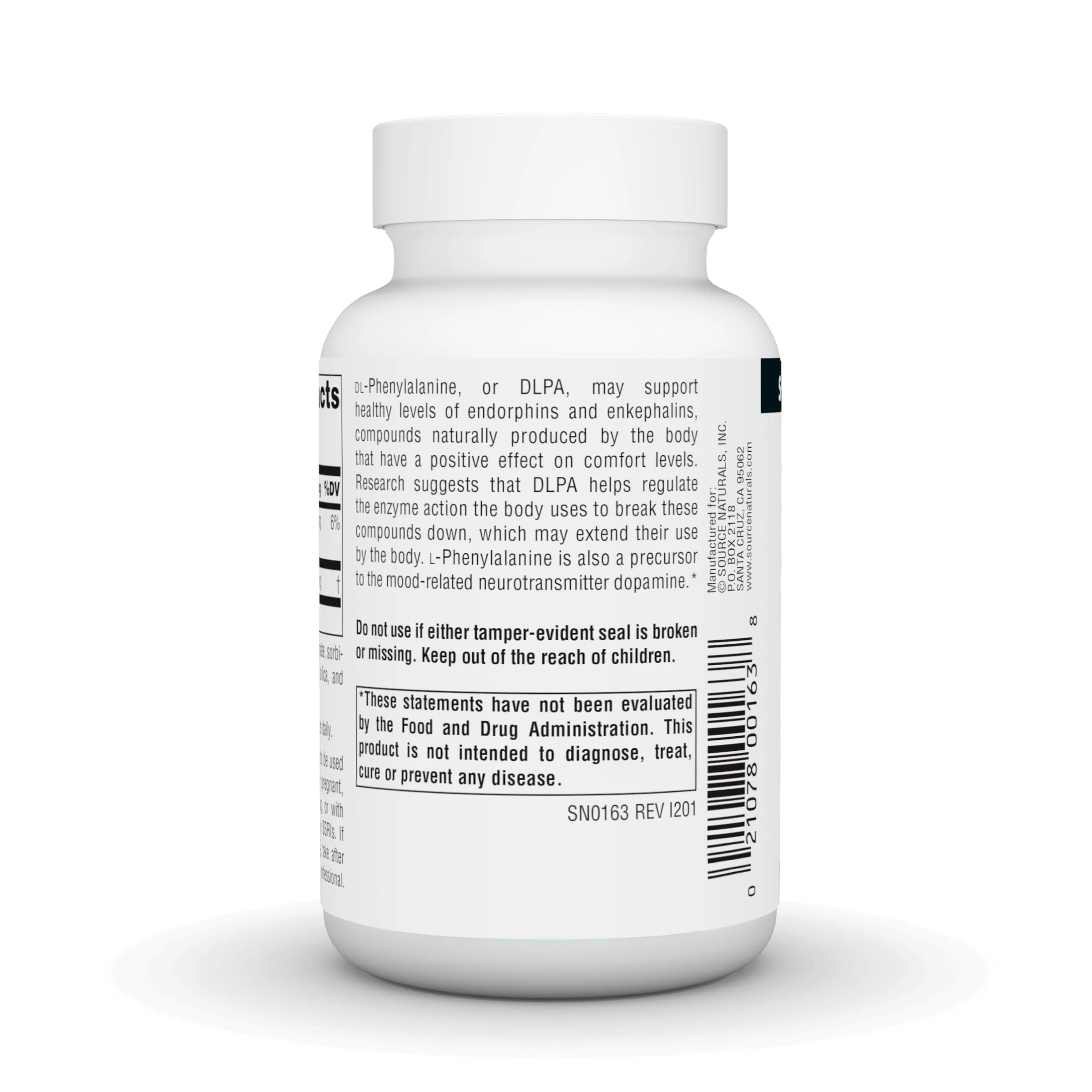 Source Naturals DLPA DL-Phenylalanine, Supports an Alert State* - 375 mg -120 Tablets - Image 5