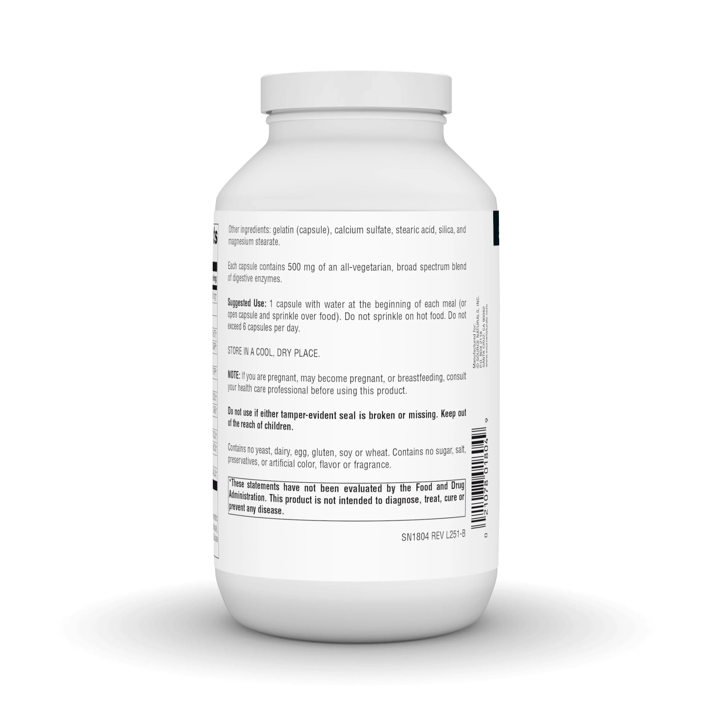 Source Naturals Essential Enzymes 500mg, Bio-Aligned Multiple Enzyme Supplement Herbal Defense for Digestion, Gas, Constipation & Bloating Relief - Digestive Aid* - 360 Capsules, 360 Servings - Image 4