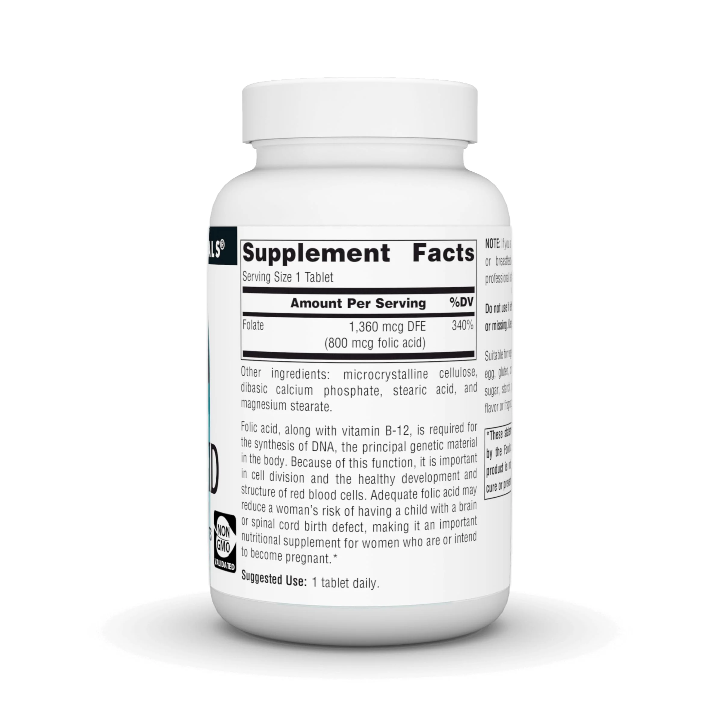 Source Naturals Folic Acid 800 mcg Dietary Supplement - 500 Tablets - Image 5