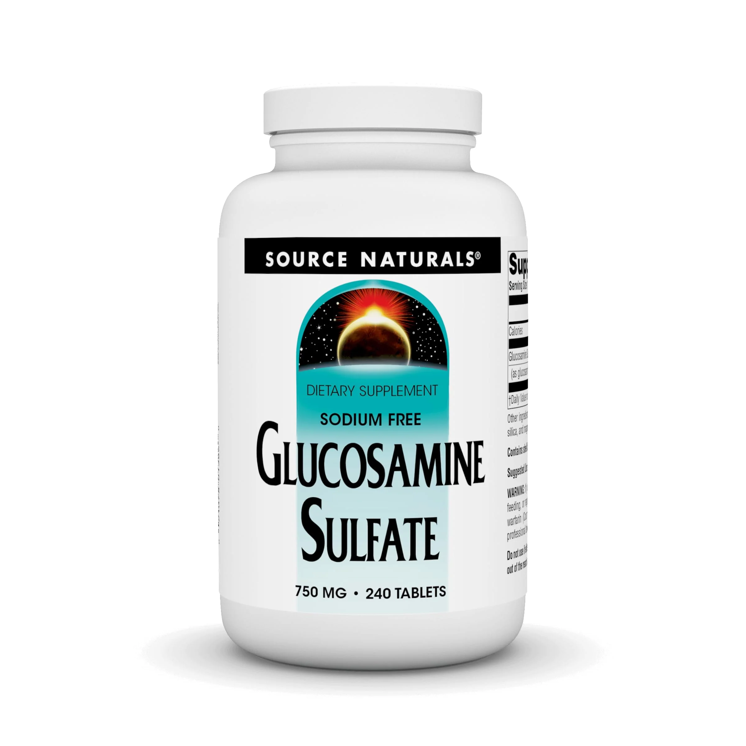 Source Naturals Glucosamine Sulfate, Sodium-Free 750 mg for Joint Support - 240 Tablets