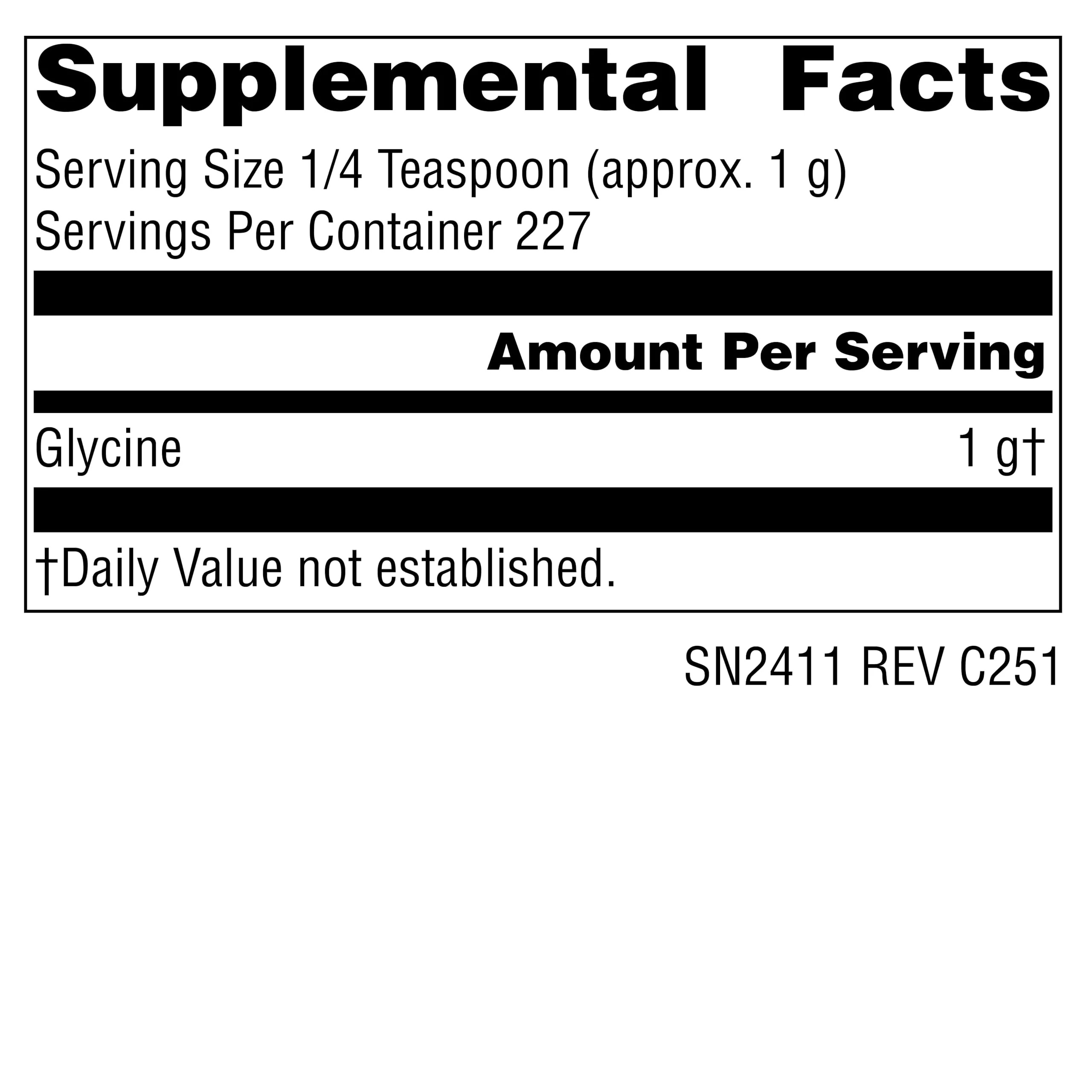 Source Naturals Glycine, for Protein Systhesis and Energy Generation*, 227 Grams - 8 oz Powder - Image 2