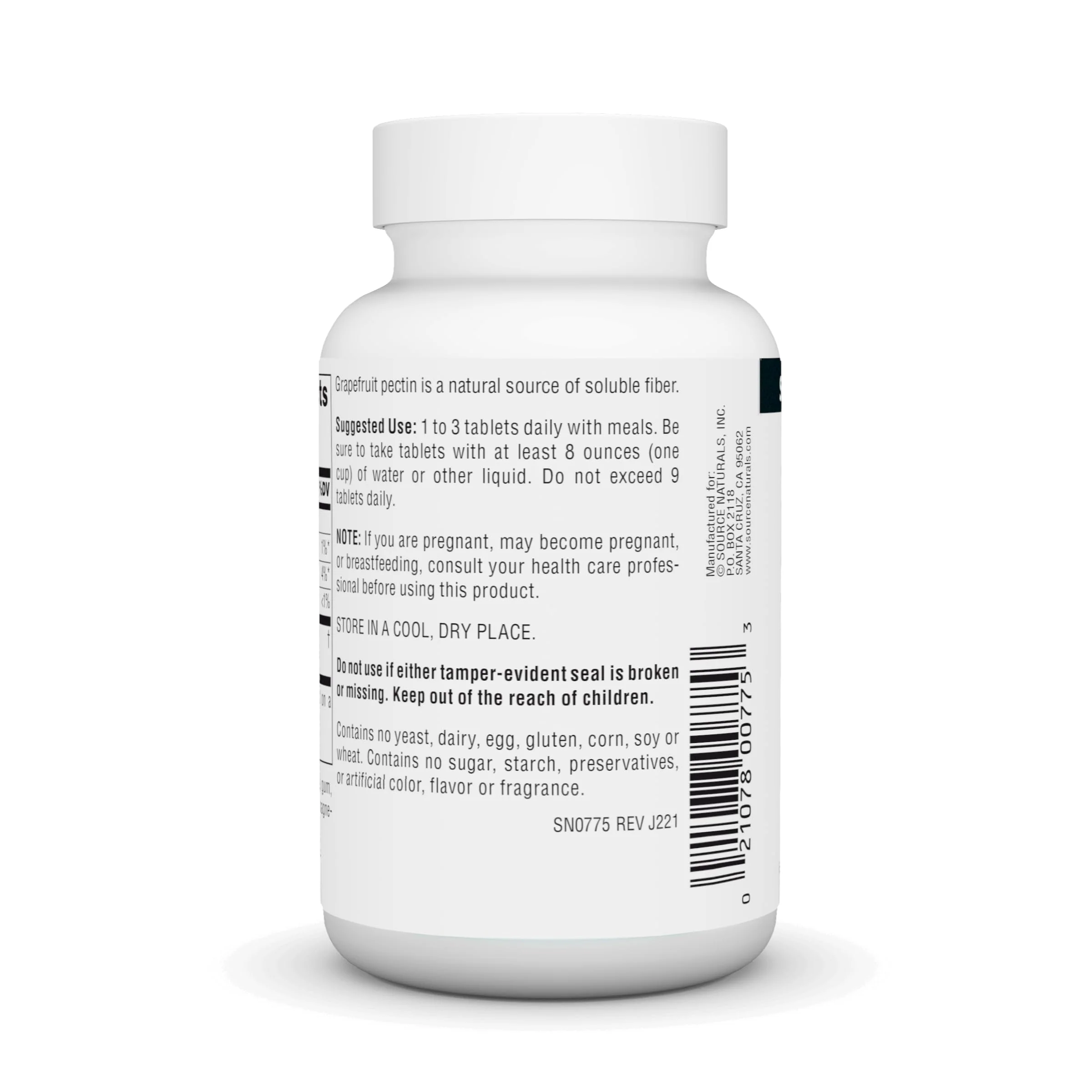 Source Naturals Grapefruit Pectin, Soluble Fiber - 1000 mg Dietary Supplement - 60 Tablets - Image 4