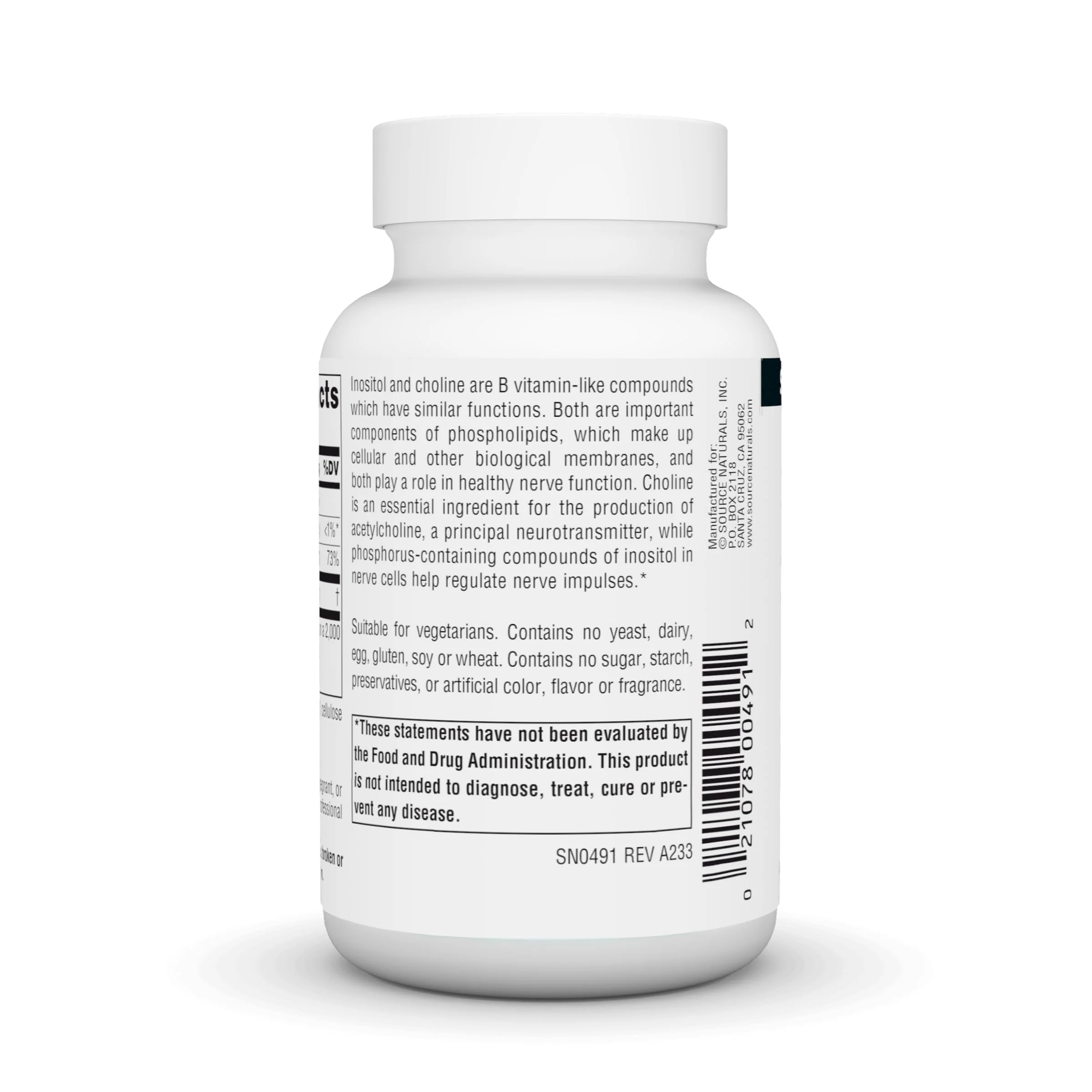 Source Naturals Inositol & Choline 800 mg Supports Healthy Nerve Function - 50 Tablets - Image 4
