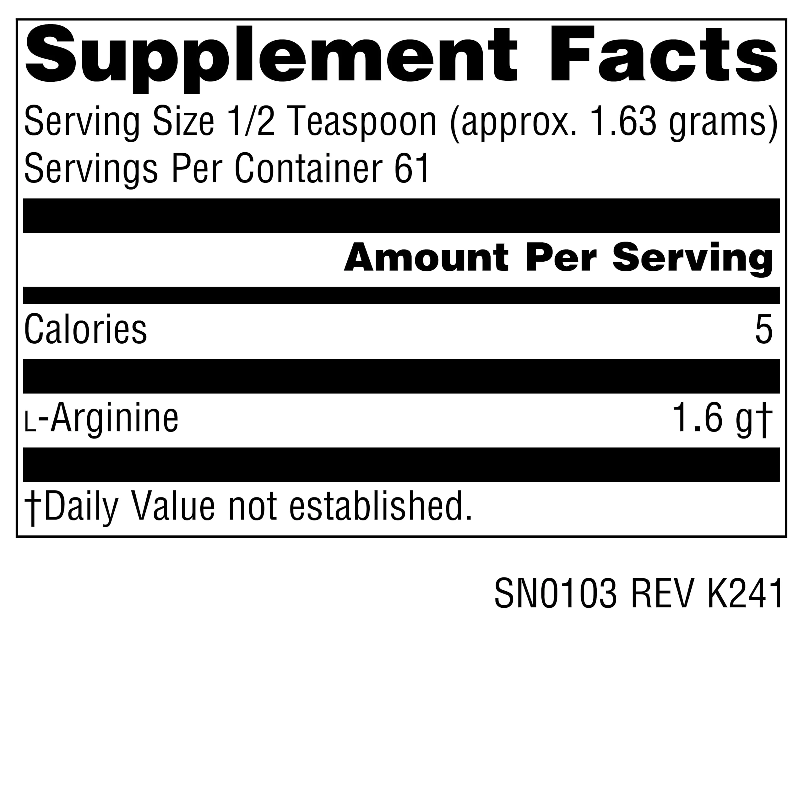 Source Naturals L-Arginine, Free Form, Supports Muscle Metabolism* - 3.53 oz. (100 Grams) - Powder - Image 6
