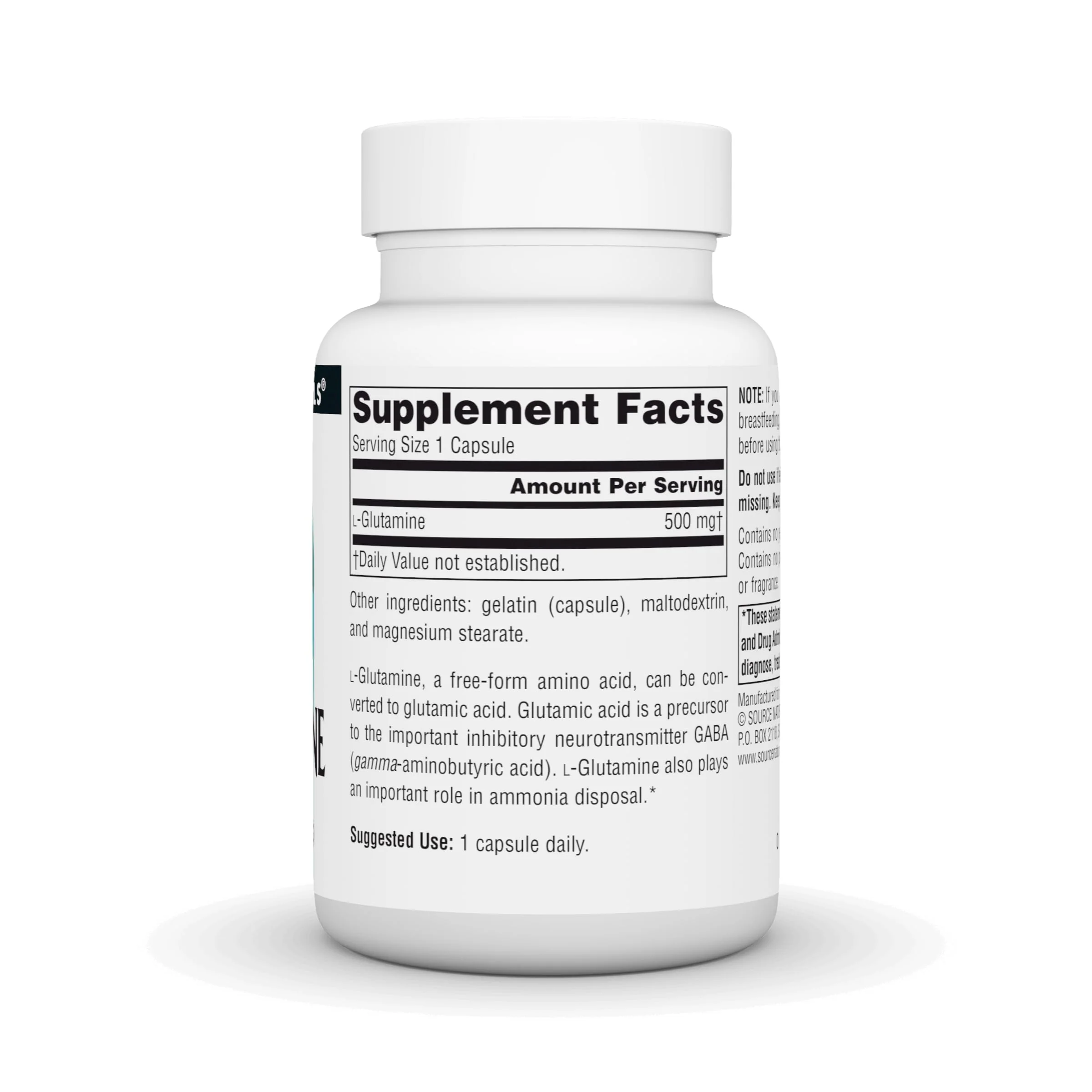 Source Naturals L-Glutamine, Free Form Amino Acid That Supports Metabolic Energy*, 500mg - 50 Capsules - Image 5