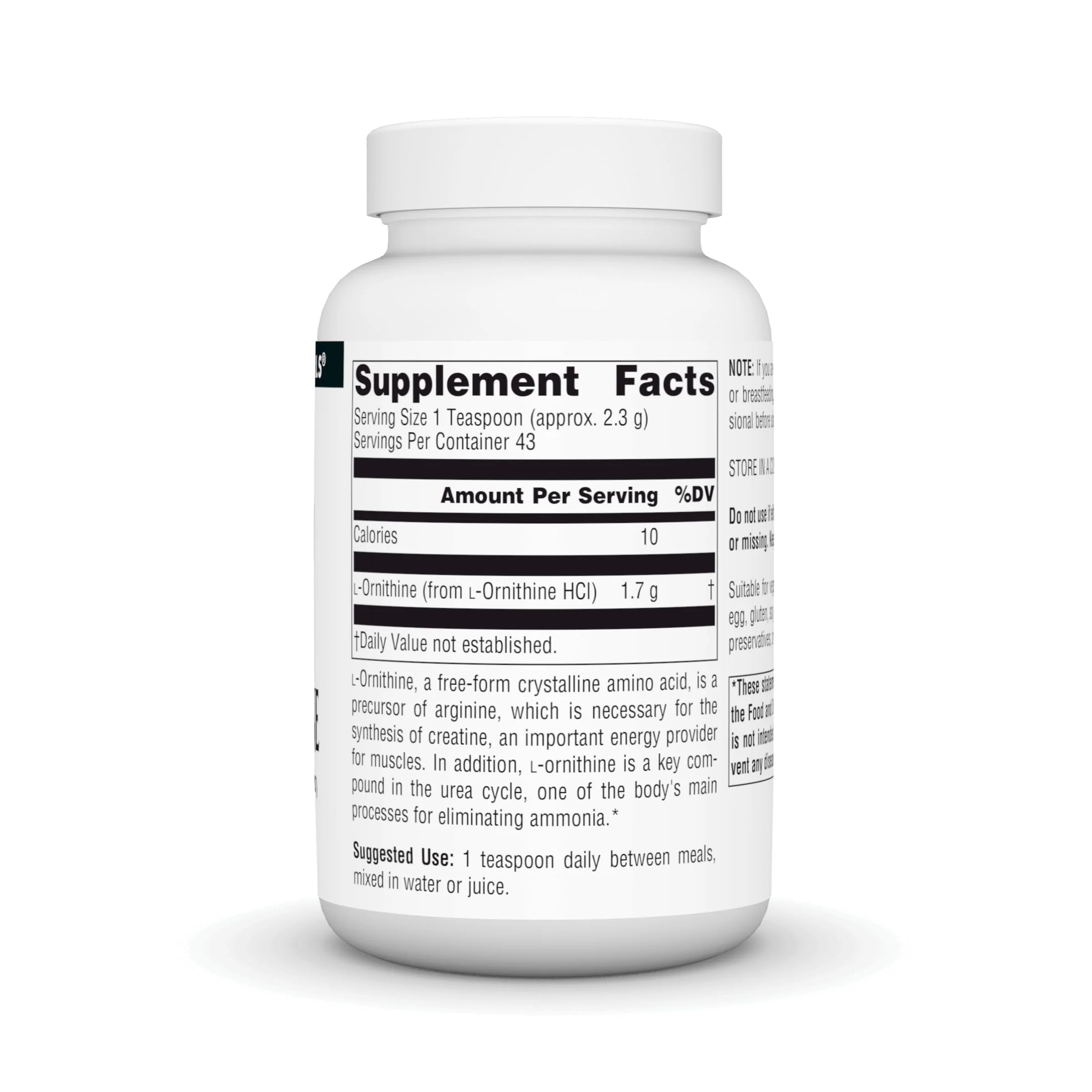 Source Naturals L-Ornithine Free Form Amino Acid Powder Supplement for Muscle Support* - 100 Grams - Image 6