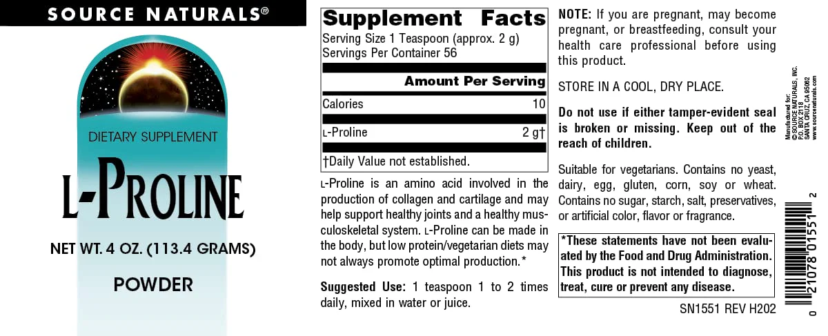 Source Naturals L-Proline Powder - 4 Ounce - Image 4