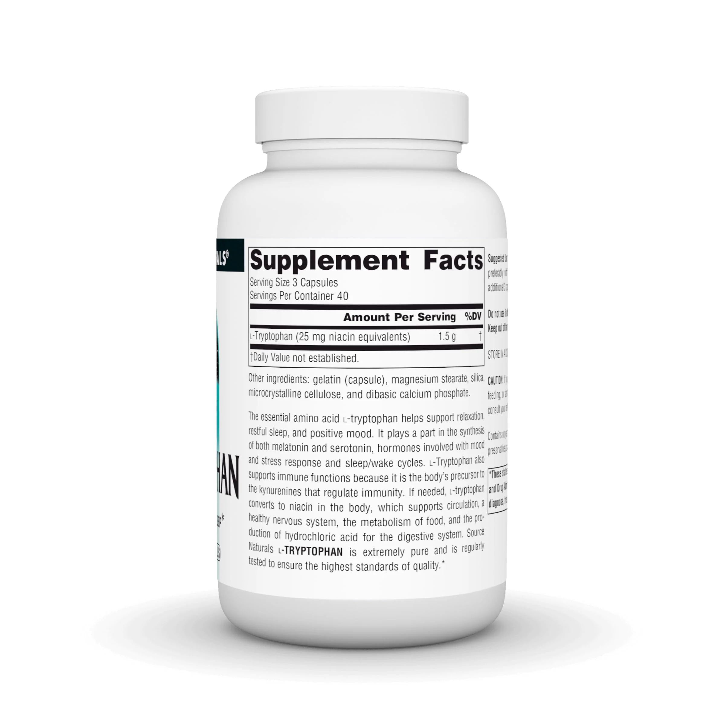 Source Naturals L-Tryptophan, for Mood, Relaxation, and Sleep*, 500mg - 120 Capsules - Image 5