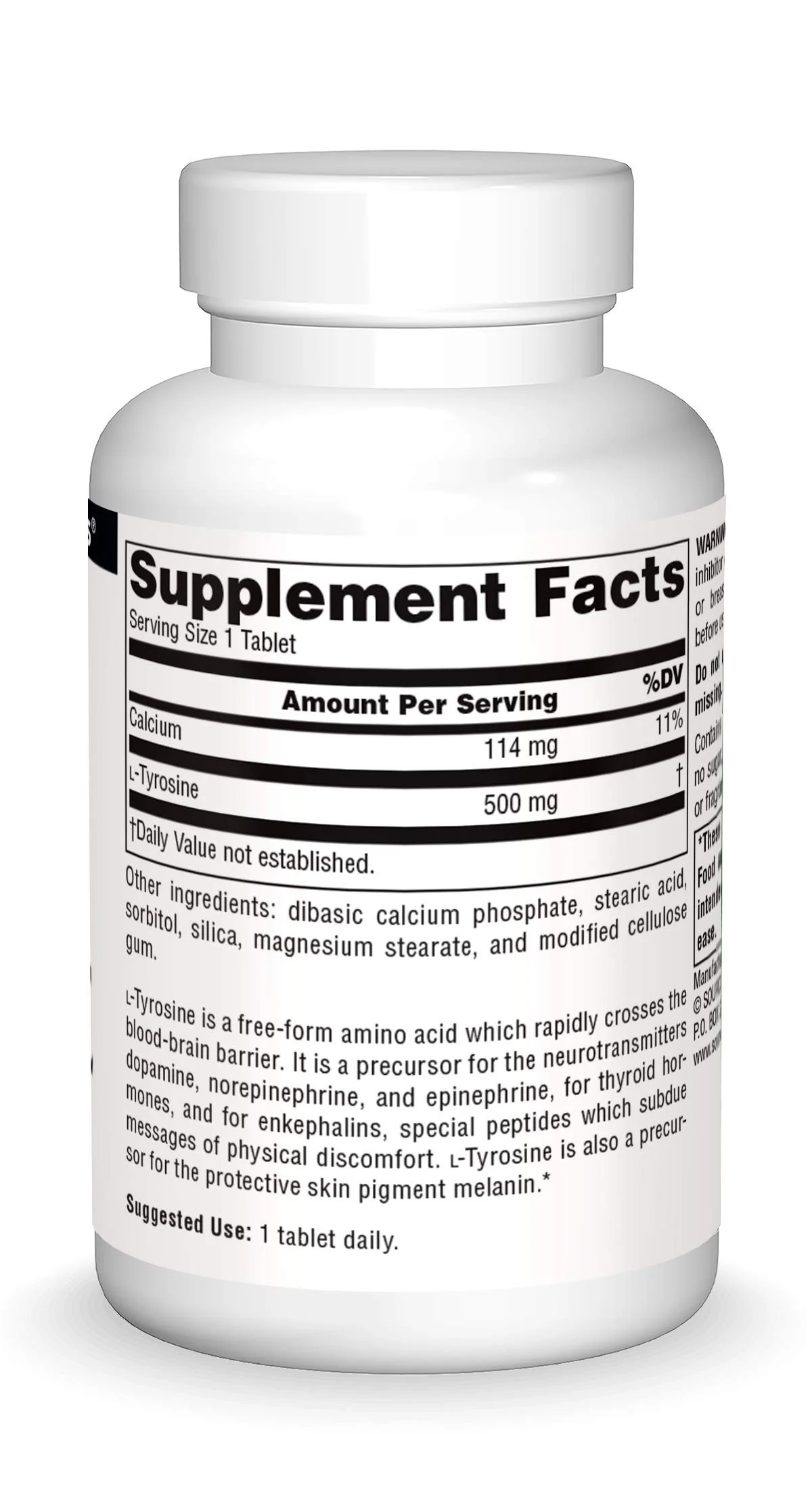 Source Naturals L-Tyrosine -Free Form Amino Acid Supplement - 50 Tablets - Image 4
