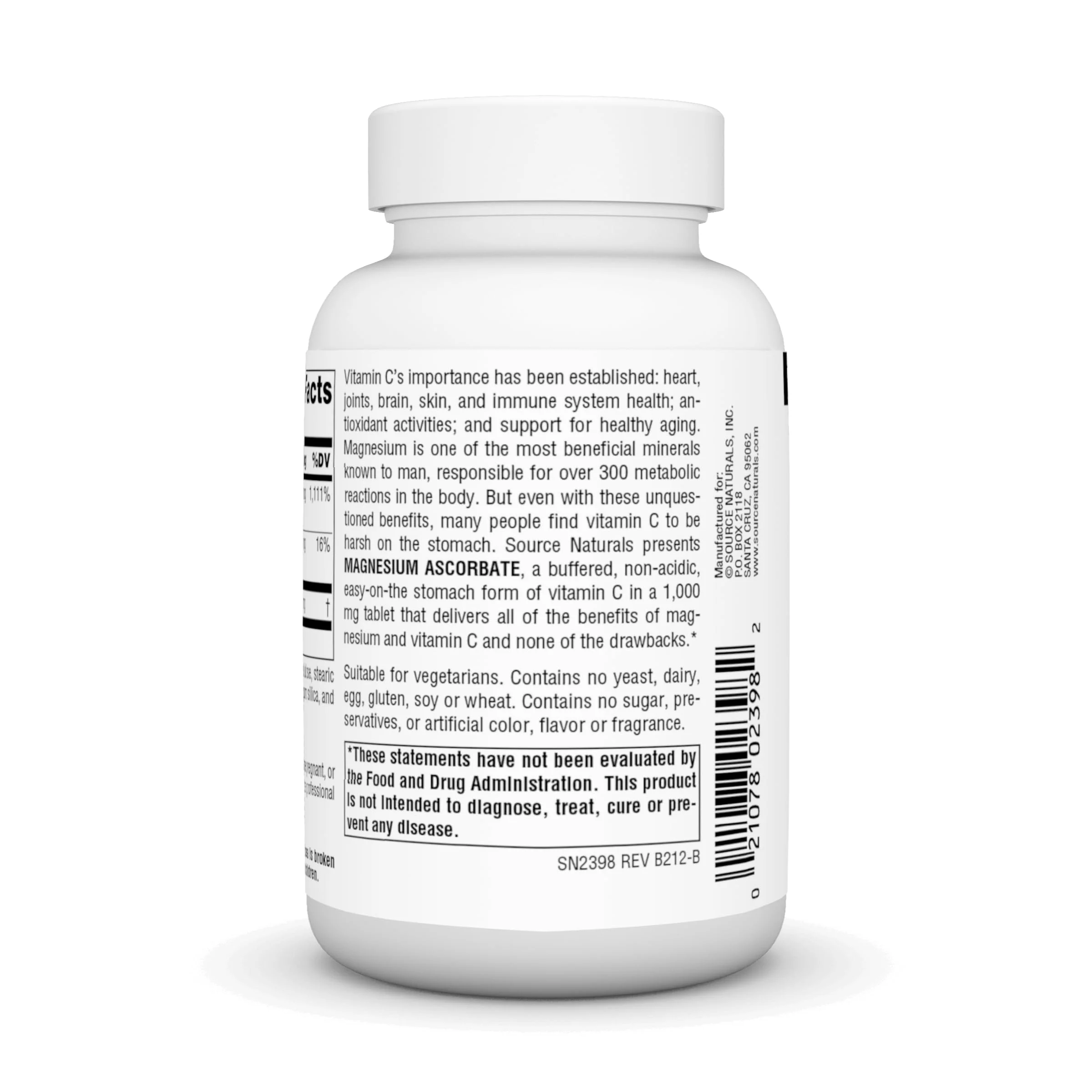 Source Naturals Magnesium Ascorbate, Non-Acidic Vitamin C* -1000 mg, 60 Tablets - Image 3