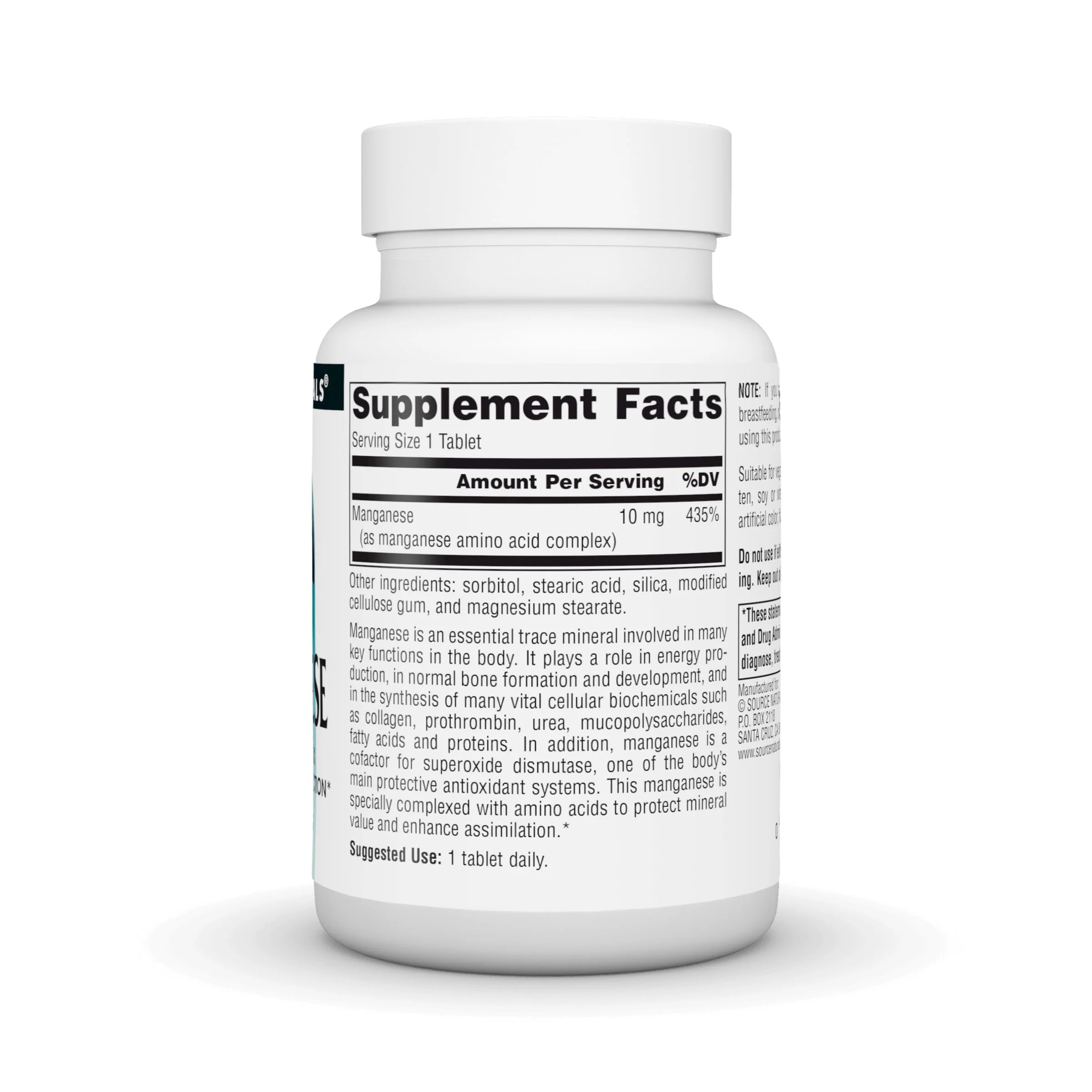 Source Naturals Manganese, Amino Acid Complex - Supports Energy Production* - 10 mg - 250 Tablets - Image 4