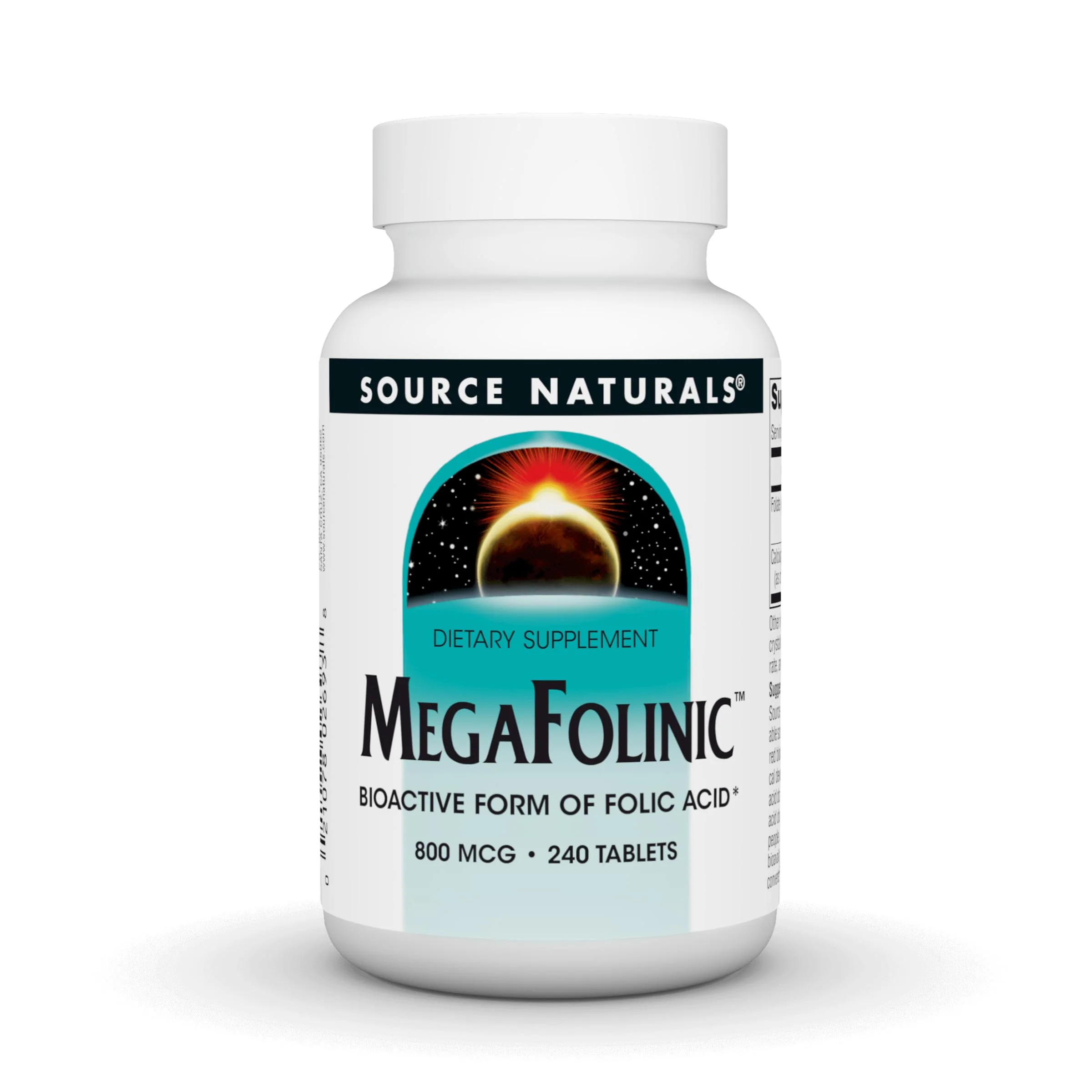 Source Naturals MegaFolinic, Bioactive Form of Folic Acid*, 800 mcg - 240 Tablets