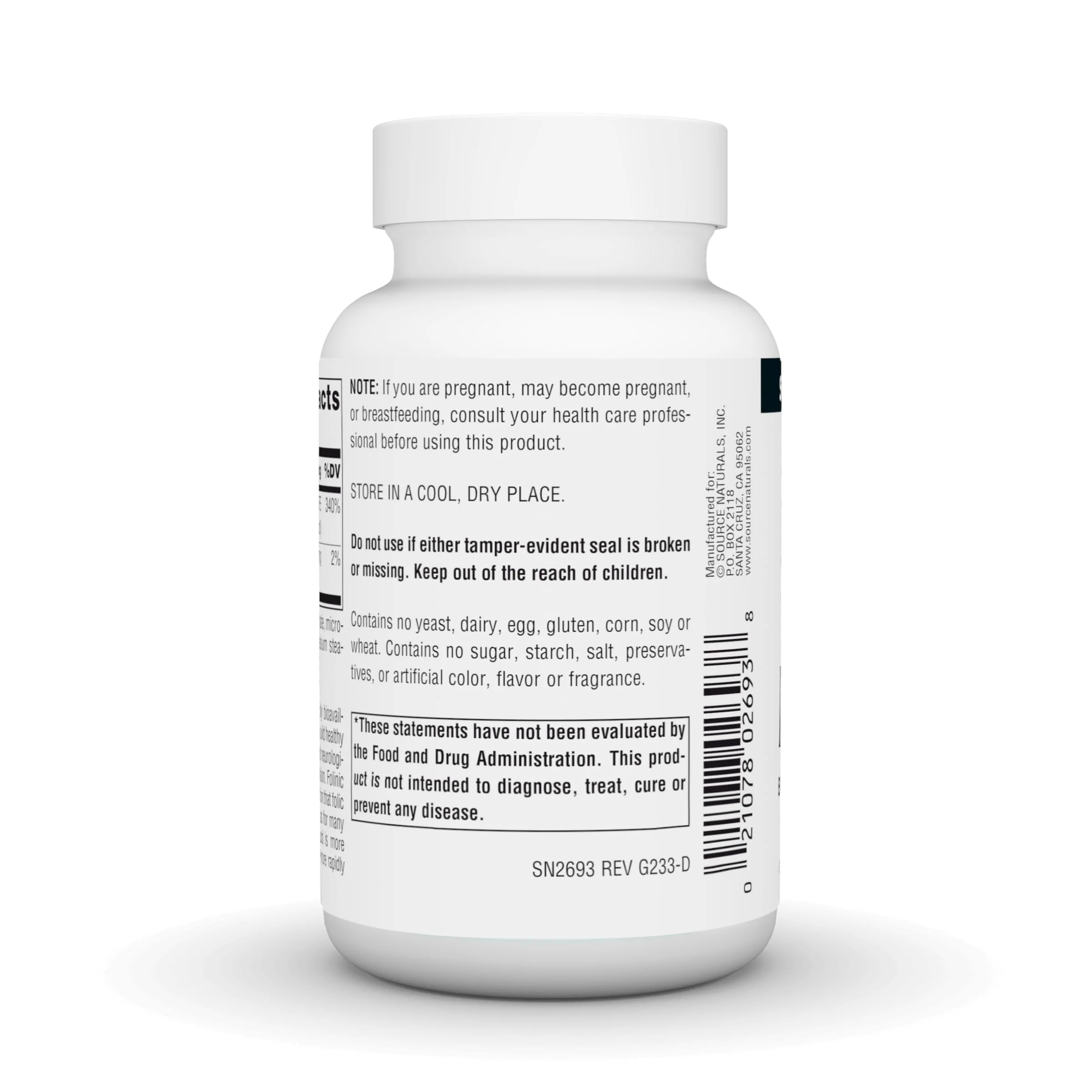 Source Naturals MegaFolinic, Bioactive Form of Folic Acid*, 800 mcg - 240 Tablets - Image 3