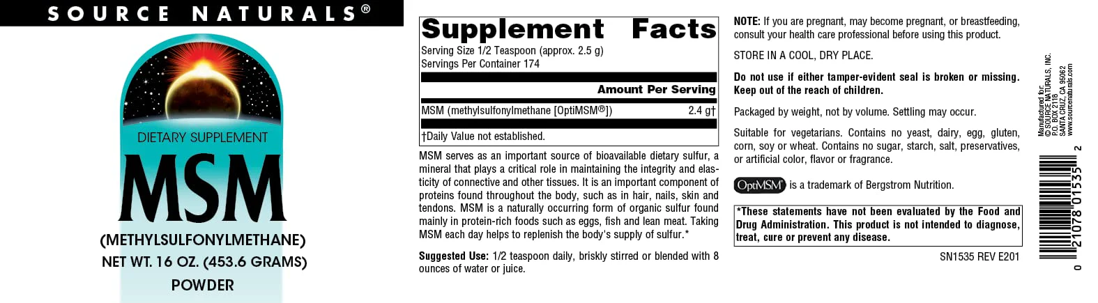Source Naturals MSM, (Methylsulfonylmethane) - 16 Ounce Powder - Image 4