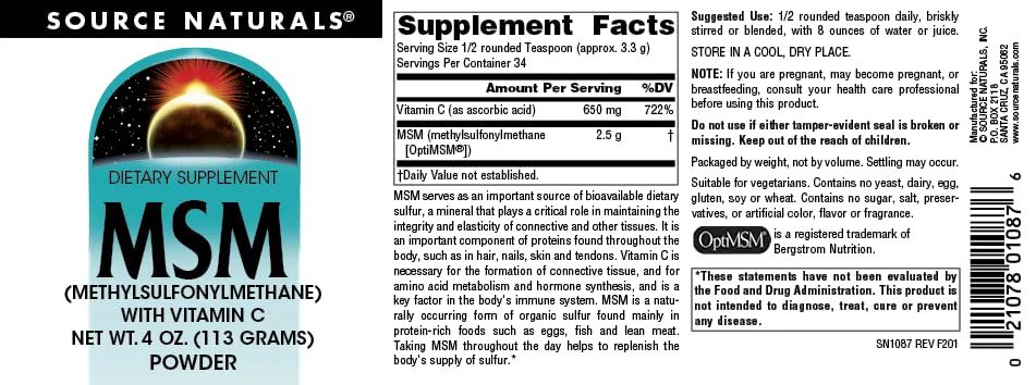 Source Naturals MSM (Methylsulfonylmethane) with Vitamin C - Powder, 4 Ounce - Image 4