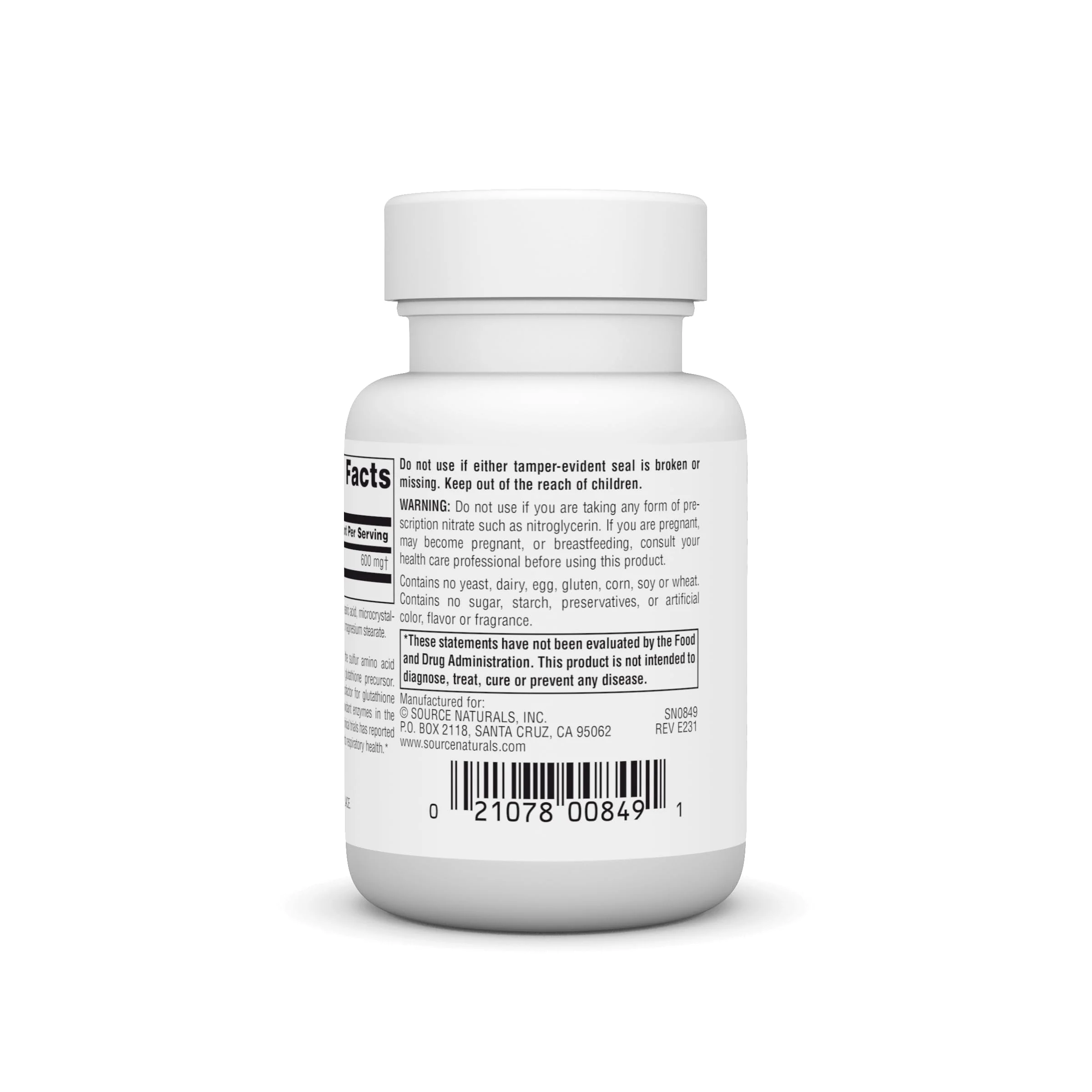 Source Naturals N-Acetyl Cysteine Antioxidant Support 600 mg Dietary Supplement That Supports Respiratory Health* - 30 Tablets - Image 6