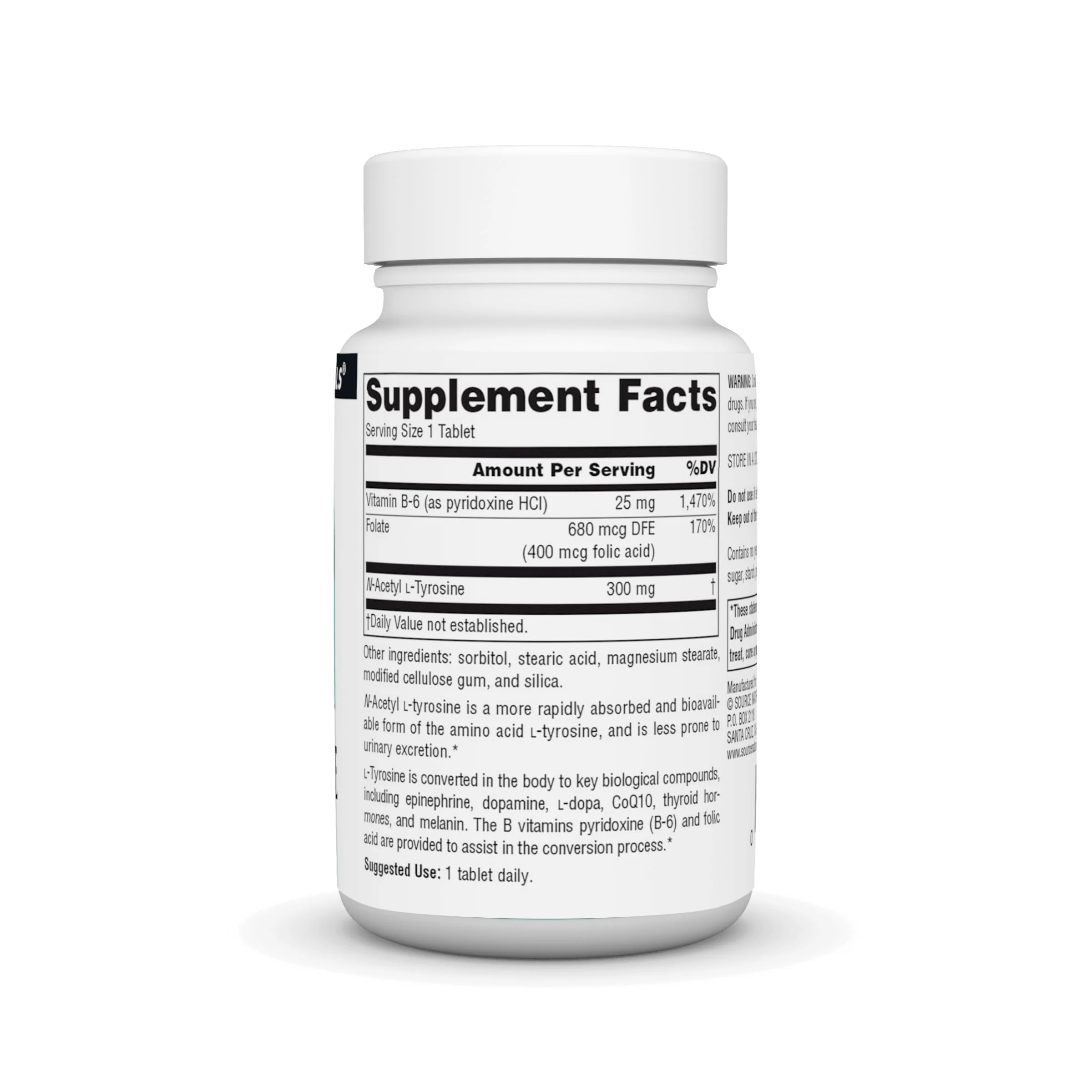 Source Naturals N-Acetyl L-Tyrosine Dietary Supplement, 300 mg - 60 Tablets - Image 5