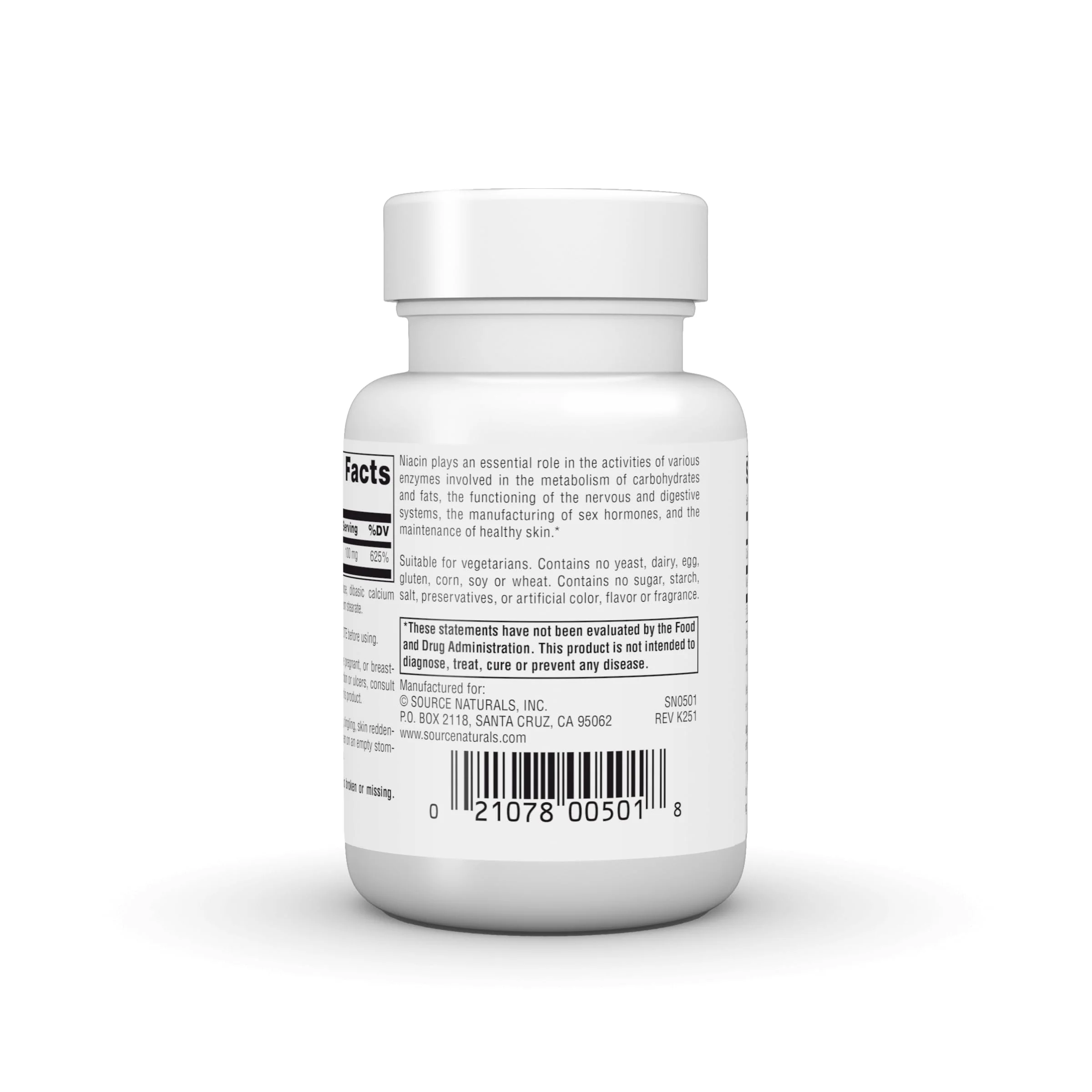 Source Naturals Niacin, Vitamin B-3, Non-GMO - 100 mg - 100 Tablets - Image 4