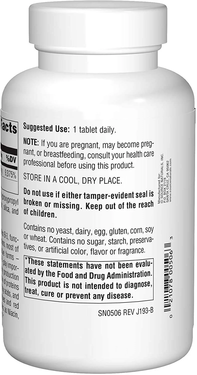 Source Naturals Niacinamide 1500mg, 100 Tabs (2 Pack) - Image 2