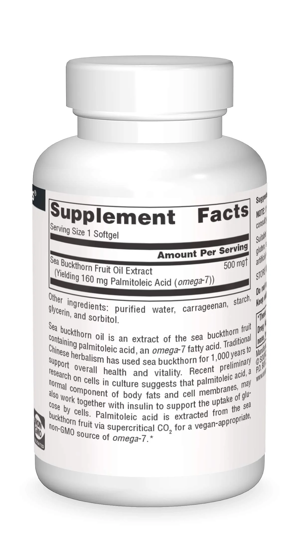 Source Naturals Omega-7 Sea Buckthorn Fruit Oil, Non-GMO, Vegan-Sourced for Health and Vitality* - 30 Vegan Softgels - Image 3