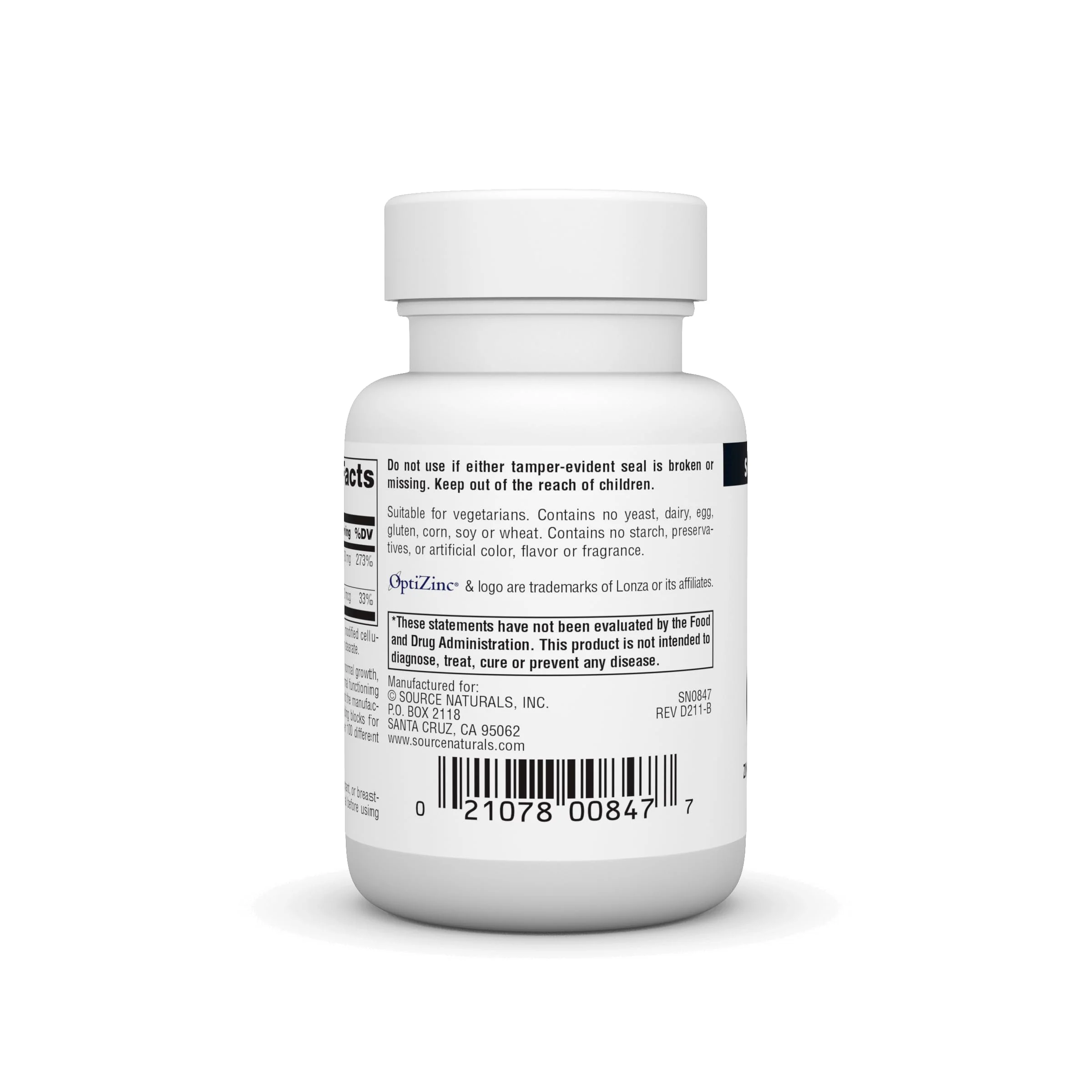 Source Naturals OptiZinc Zinc Methionine Sulfate Complex & Dietary Supplement - 60 Tablets - Image 4