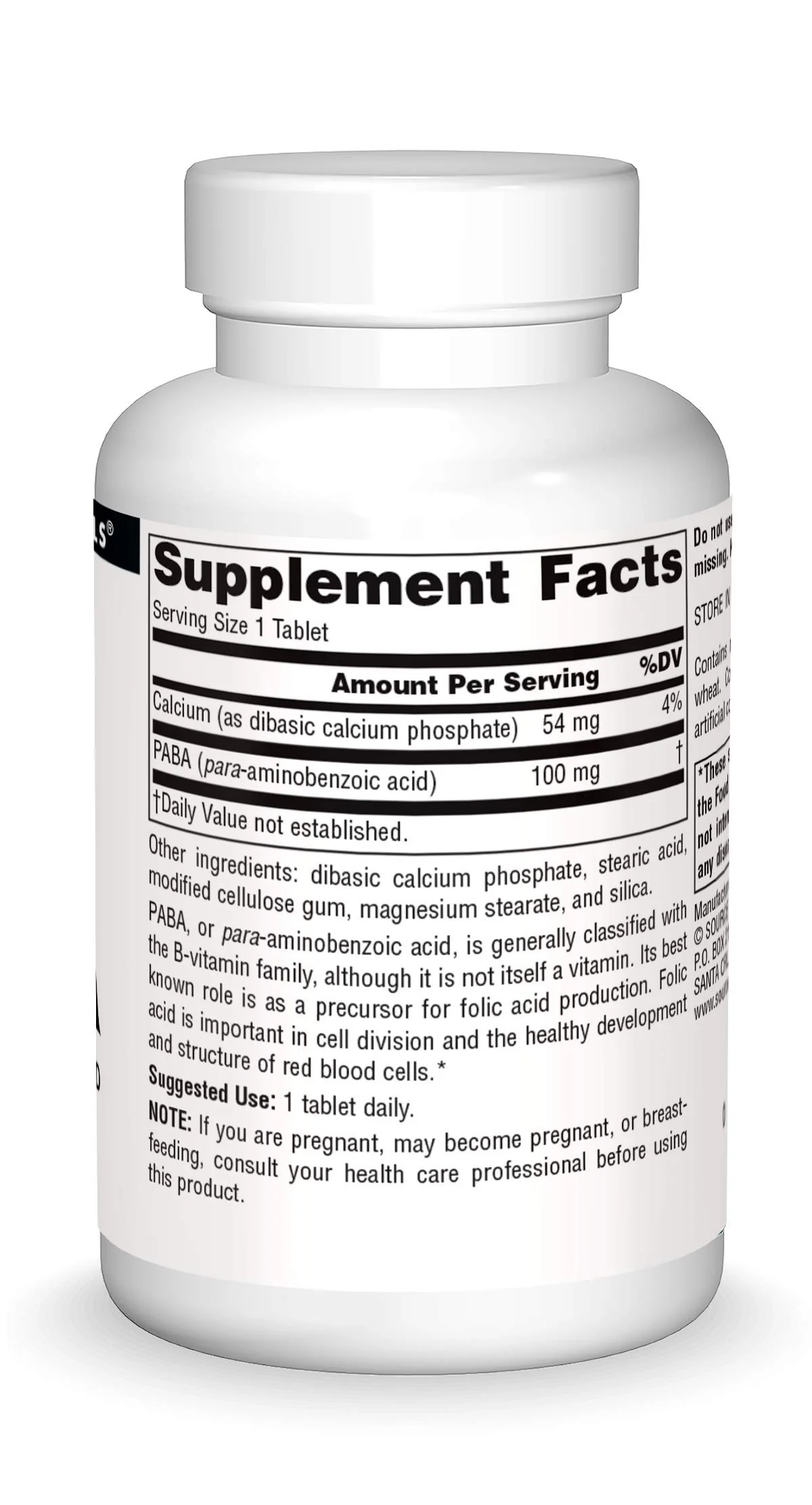 Source Naturals PABA, para-Amino Benzoic Acid, 100 mg Dietary Supplement - 250 Tablets - Image 4
