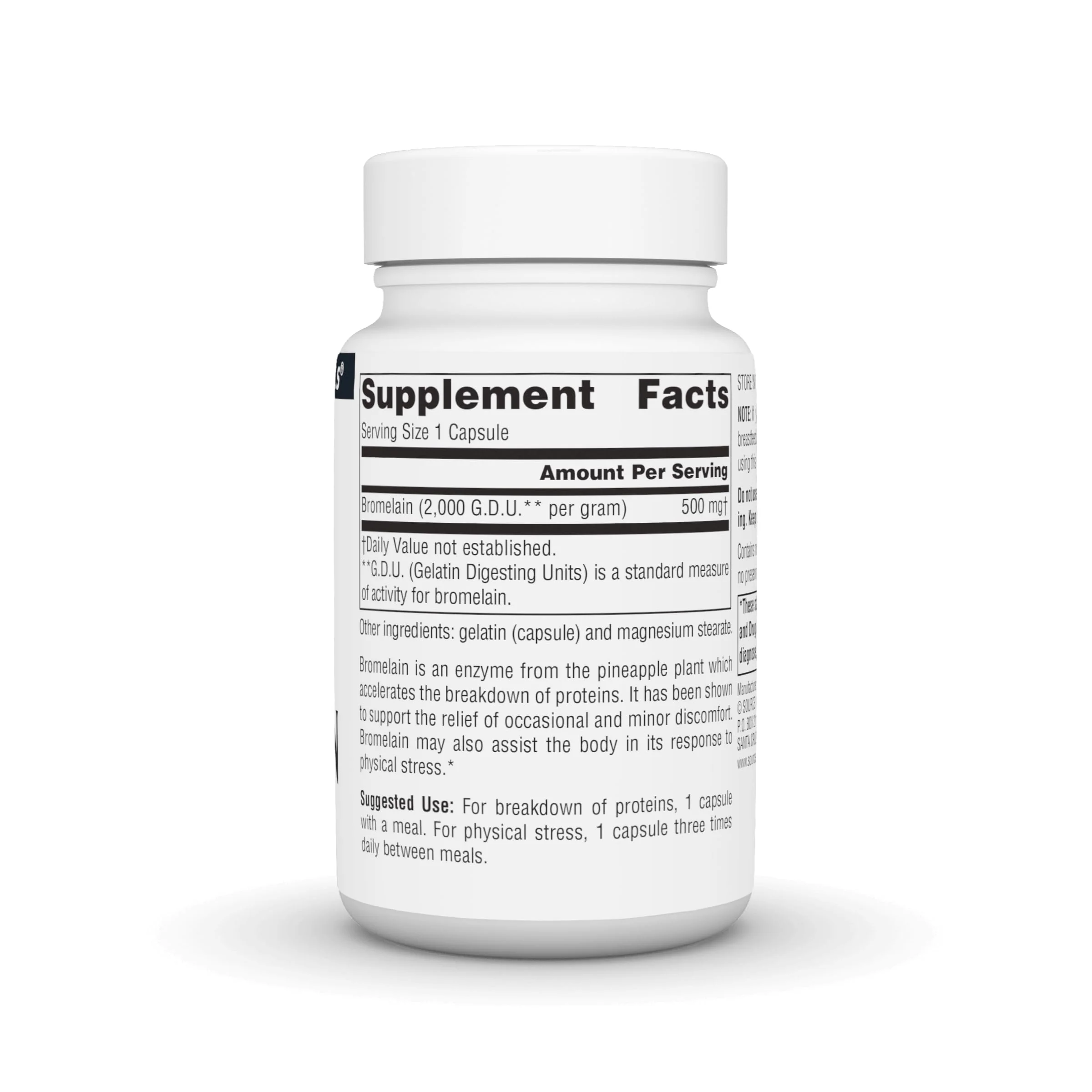 Source Naturals Pineapple Enzyme Bromelain, 2000 GDU/GRAM - 500 mg, 60 Capsules - Image 5