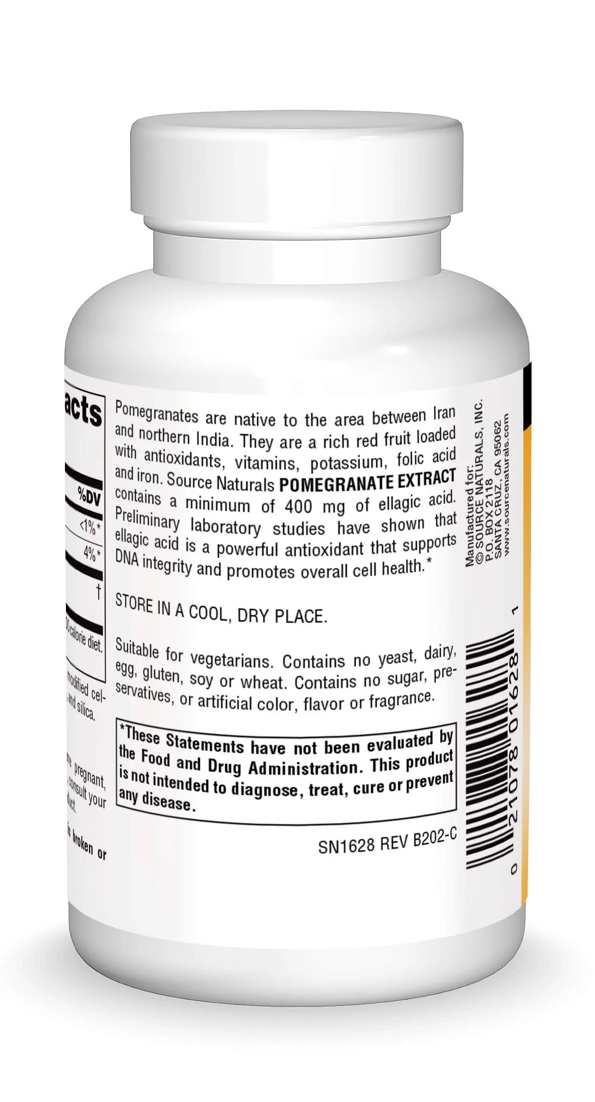 Source Naturals Pomegranate Extract 500mg Complete Whole Fruit Ellagic Acid Antioxidant & Added Fiber - 120 Tablets - Image 5