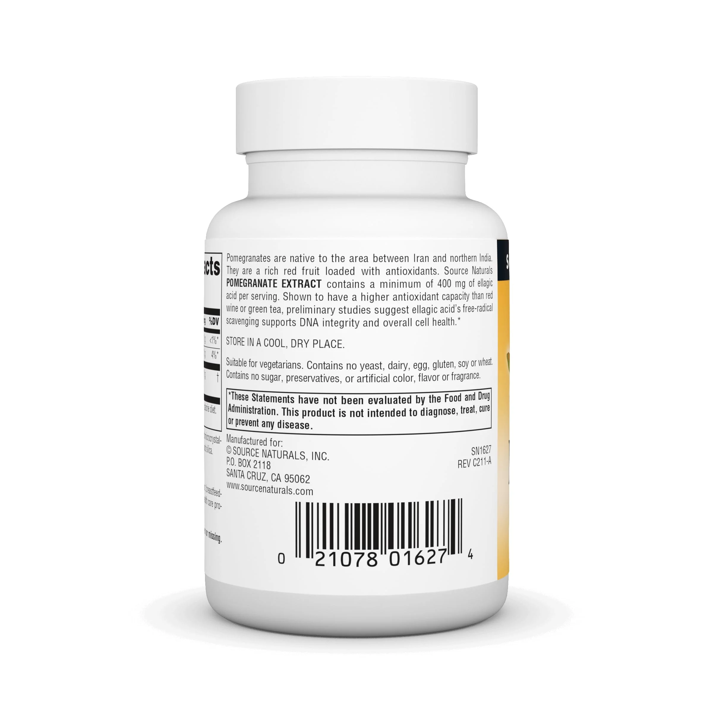 Source Naturals Pomegranate Extract 500mg Complete Whole Fruit Ellagic Acid Antioxidant & Added Fiber - 60 Tablets - Image 4