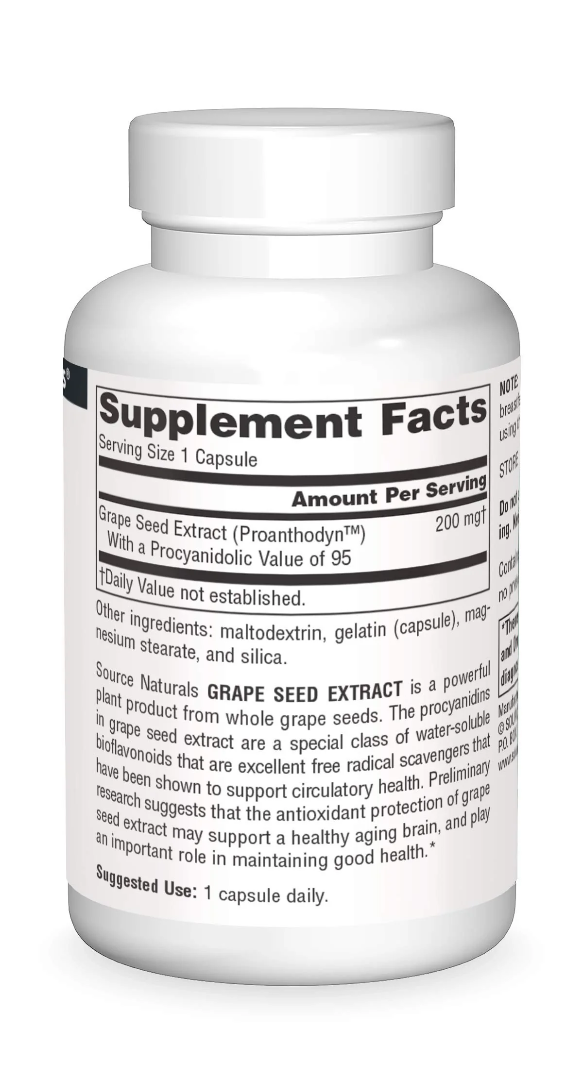 Source Naturals Proanthodyn Grape Seed Extract, Antioxidant Protection, Supports a Healthy Aging Brain*, 200 mg - 60 Capsules - Image 4