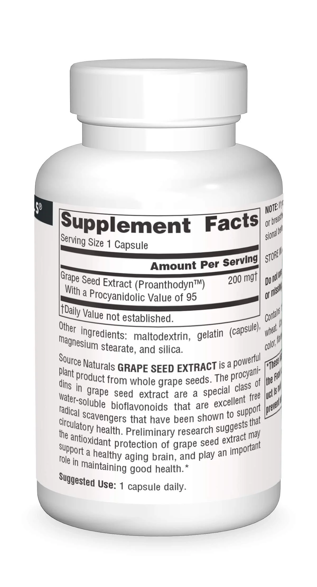 Source Naturals Proanthodyn Grape Seed Extract, Antioxidant Protection, Supports a Healthy Aging Brain*, 200 mg - 90 Capsules - Image 4