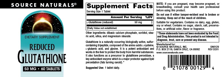 Source Naturals Reduced Glutathione, Supplement for Liver Support* - 50mg - 60 Tablets - Image 4