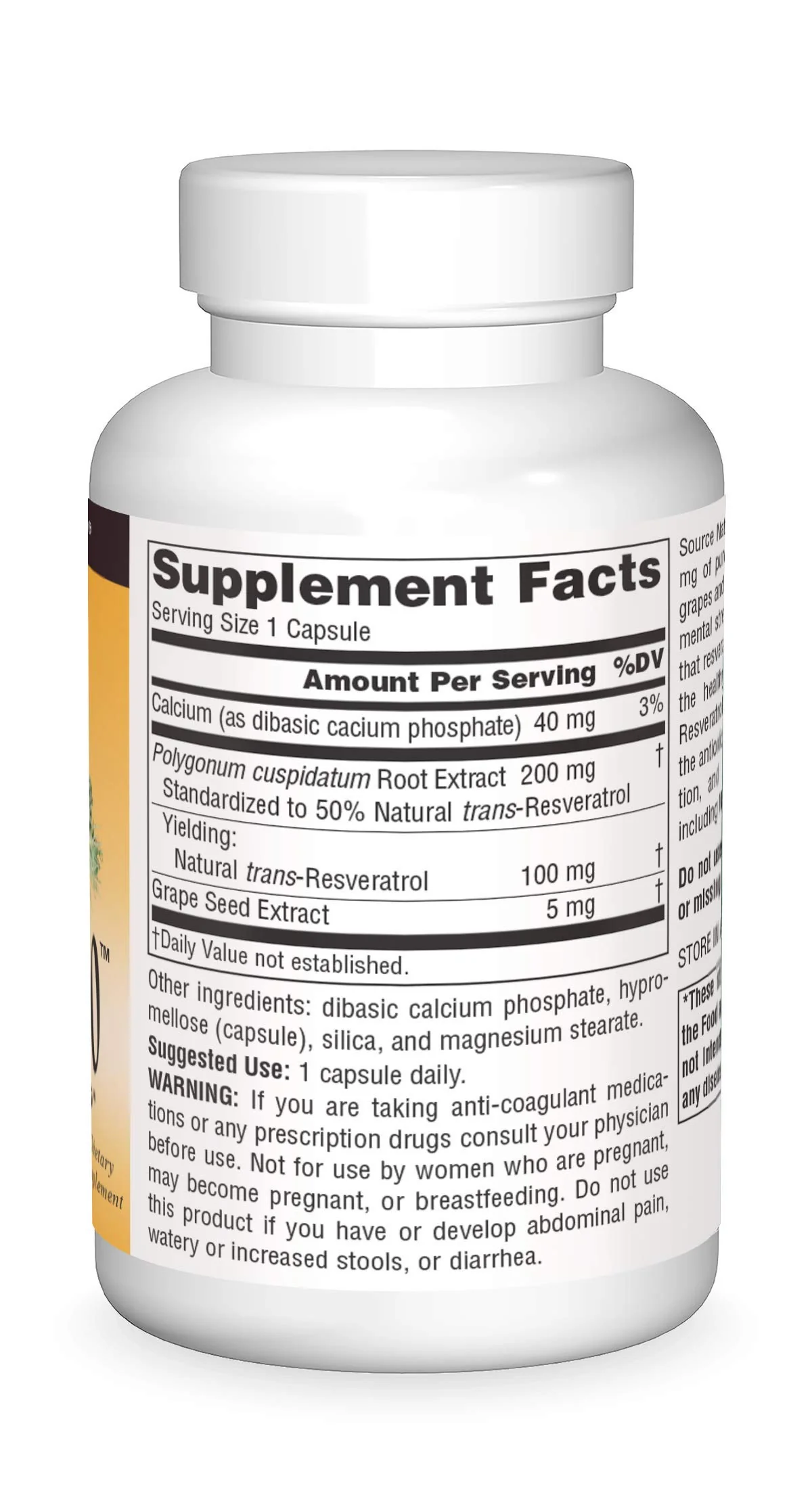 Source Naturals Resveratrol 100, for Heart and Healthy Aging* 100 mg - 120 Vegetarian Capsules - Image 7
