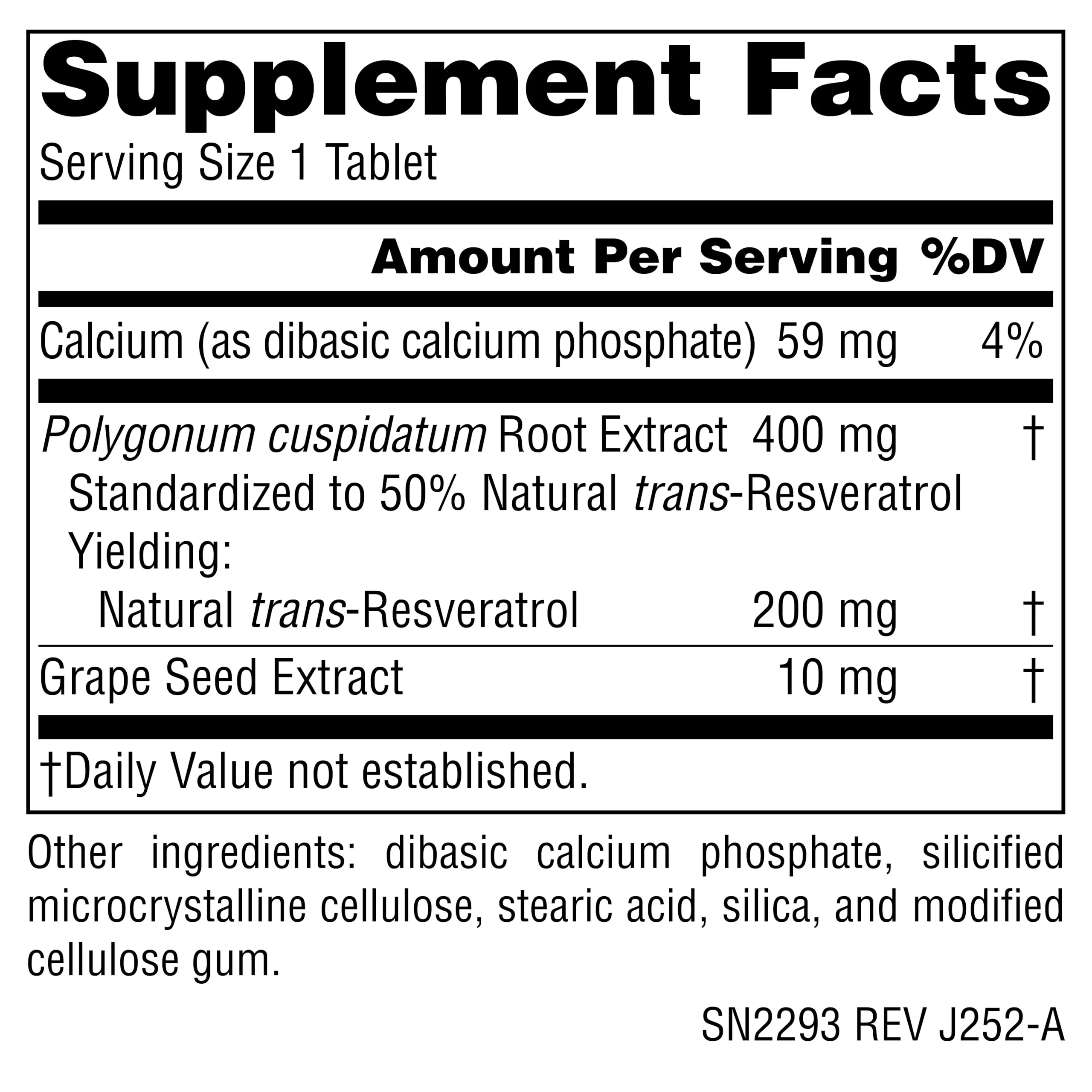 Source Naturals Resveratrol, for Heart and Healthy Aging* 200 mg - 60 Tablets - Image 2