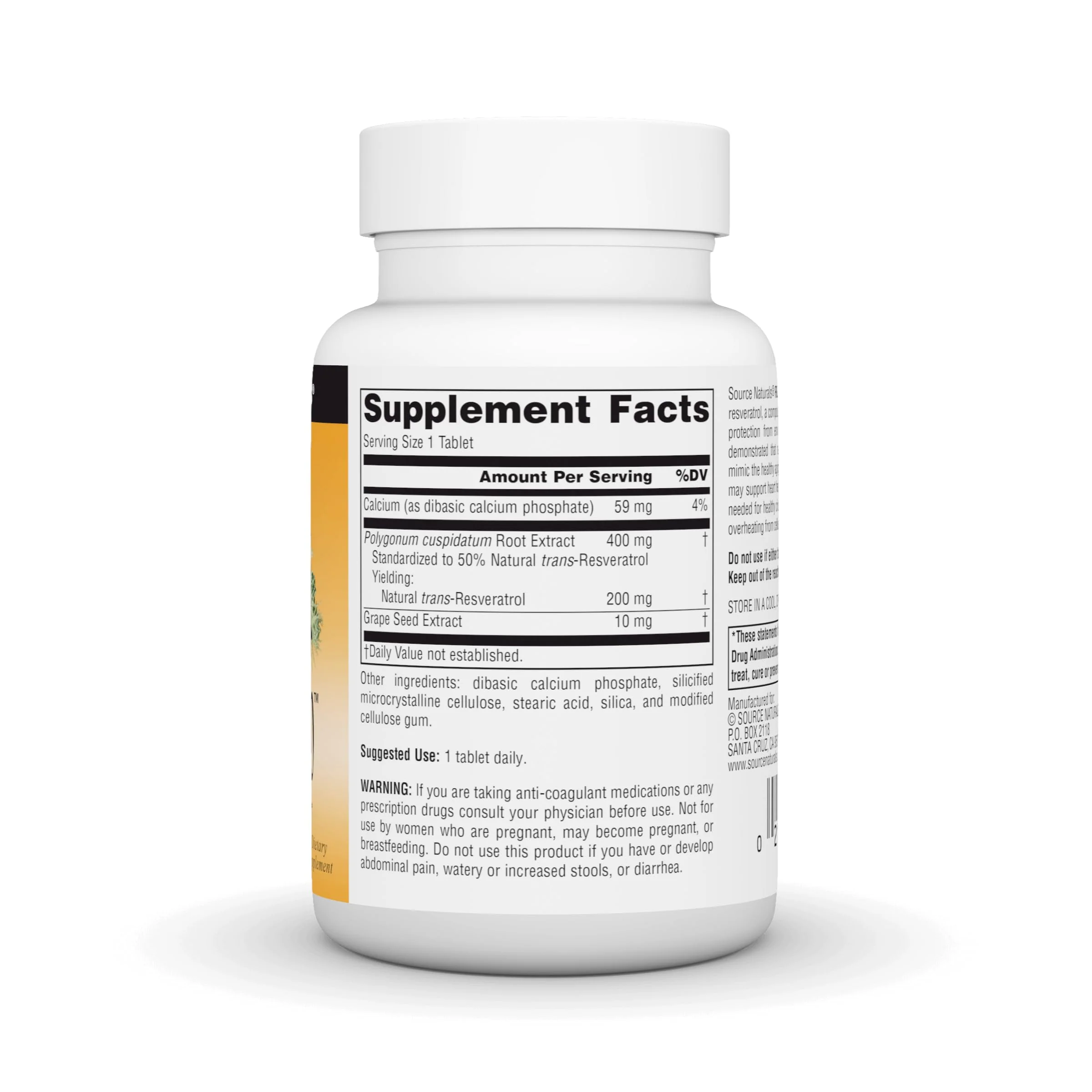 Source Naturals Resveratrol, for Heart and Healthy Aging* 200 mg - 60 Tablets - Image 3