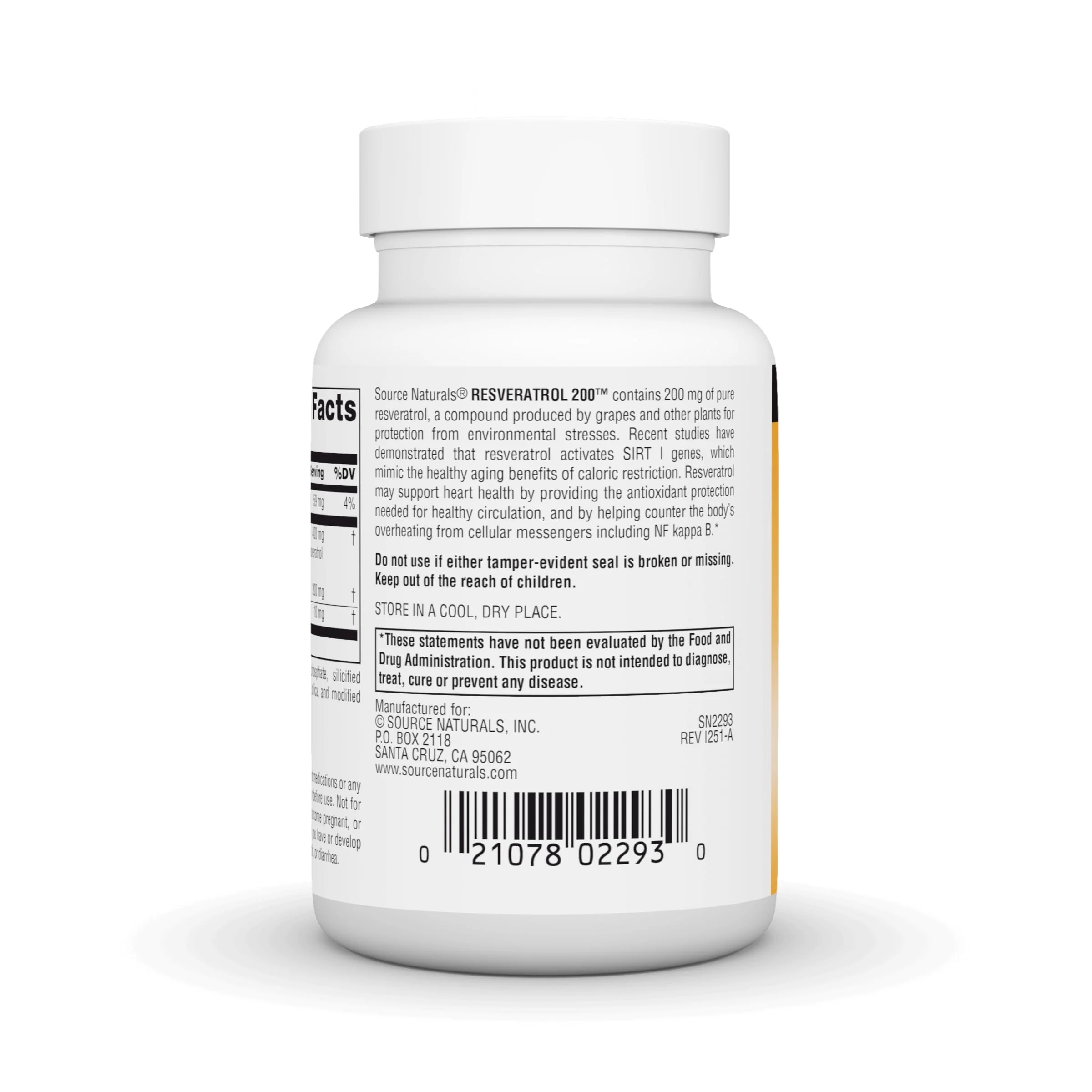 Source Naturals Resveratrol, for Heart and Healthy Aging* 200 mg - 60 Tablets - Image 4